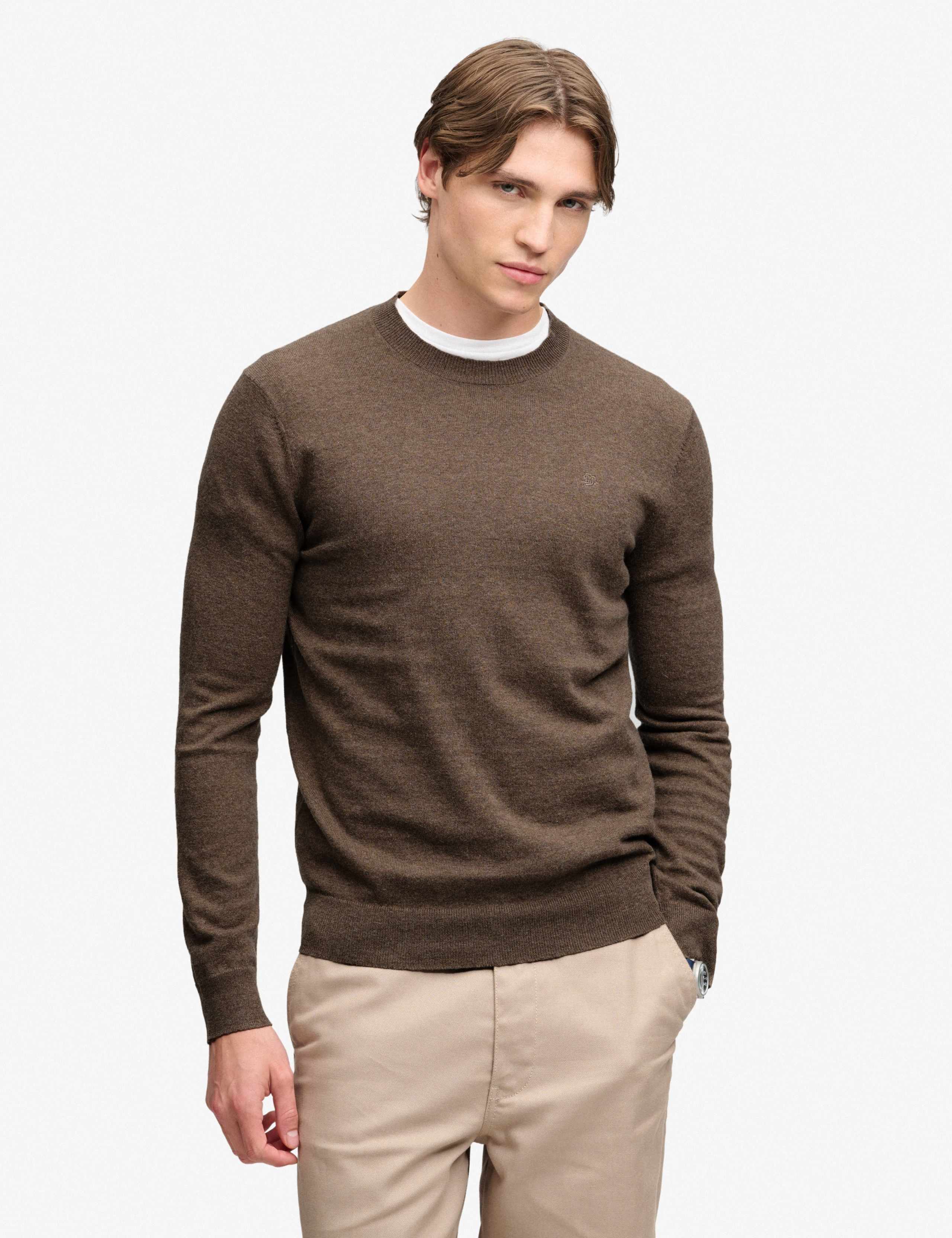 Cotton Rich Crew Neck Jumper with Wool