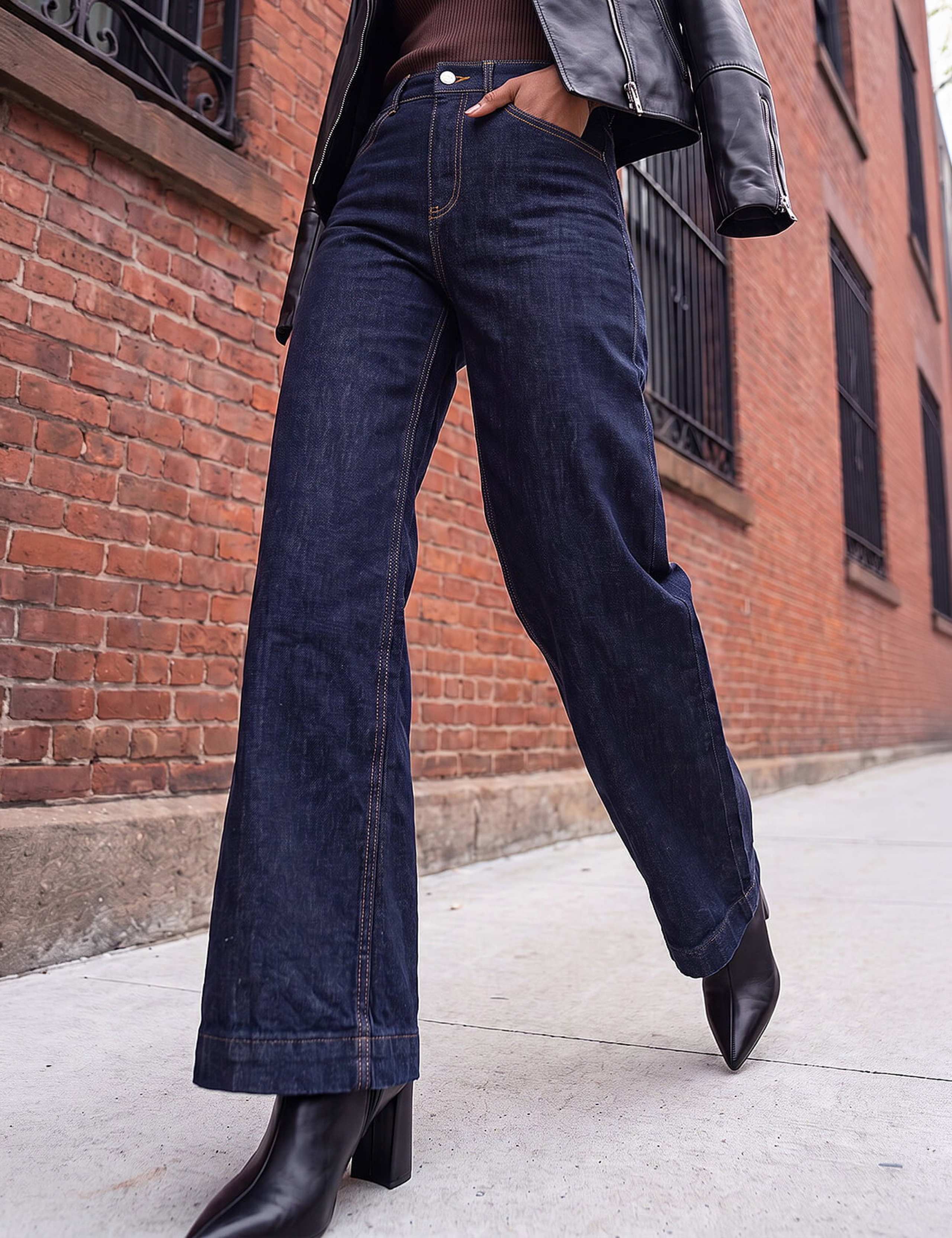 High Waisted Stretch Wide Leg Jeans