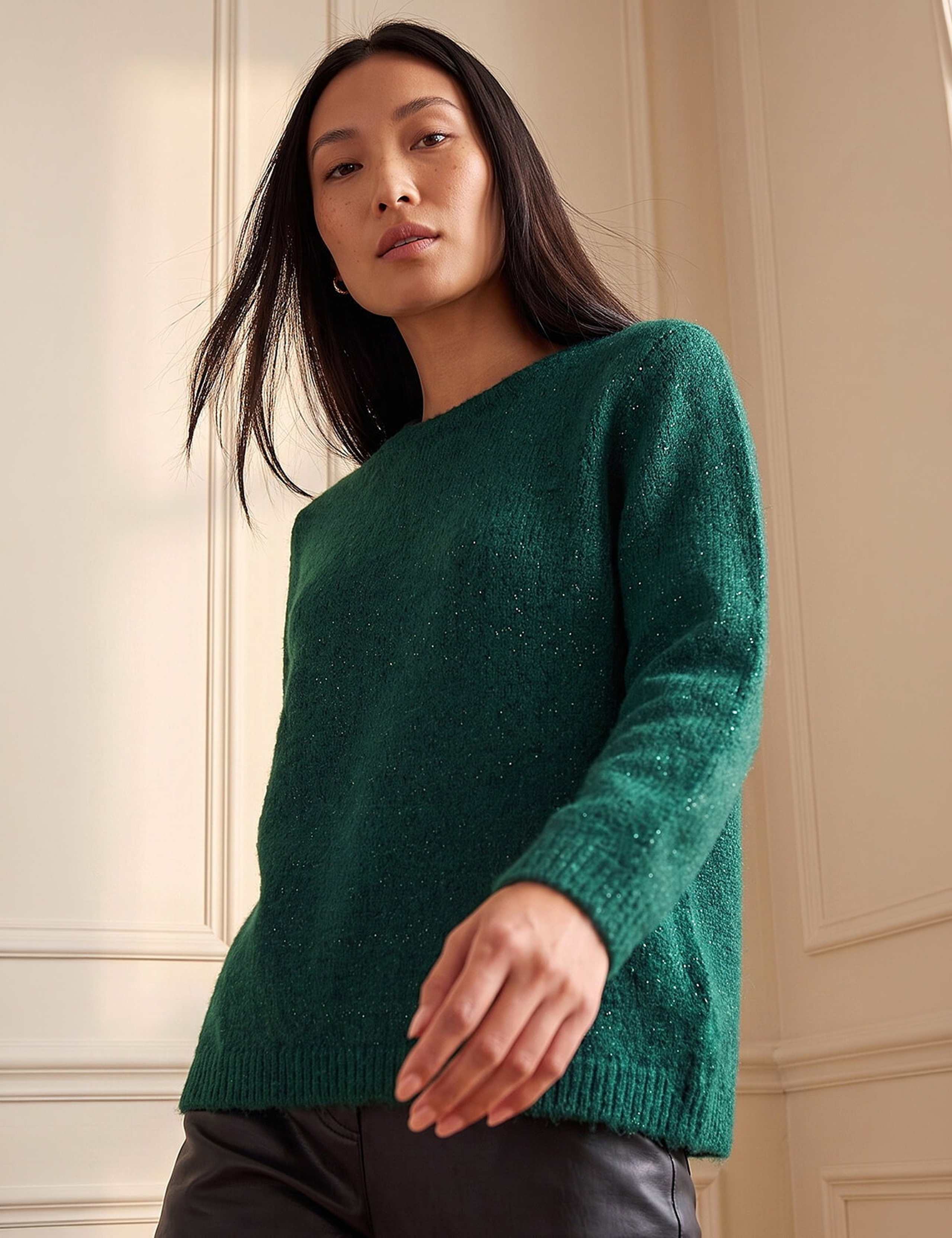 Sparkly Crew Neck Bow Back Jumper