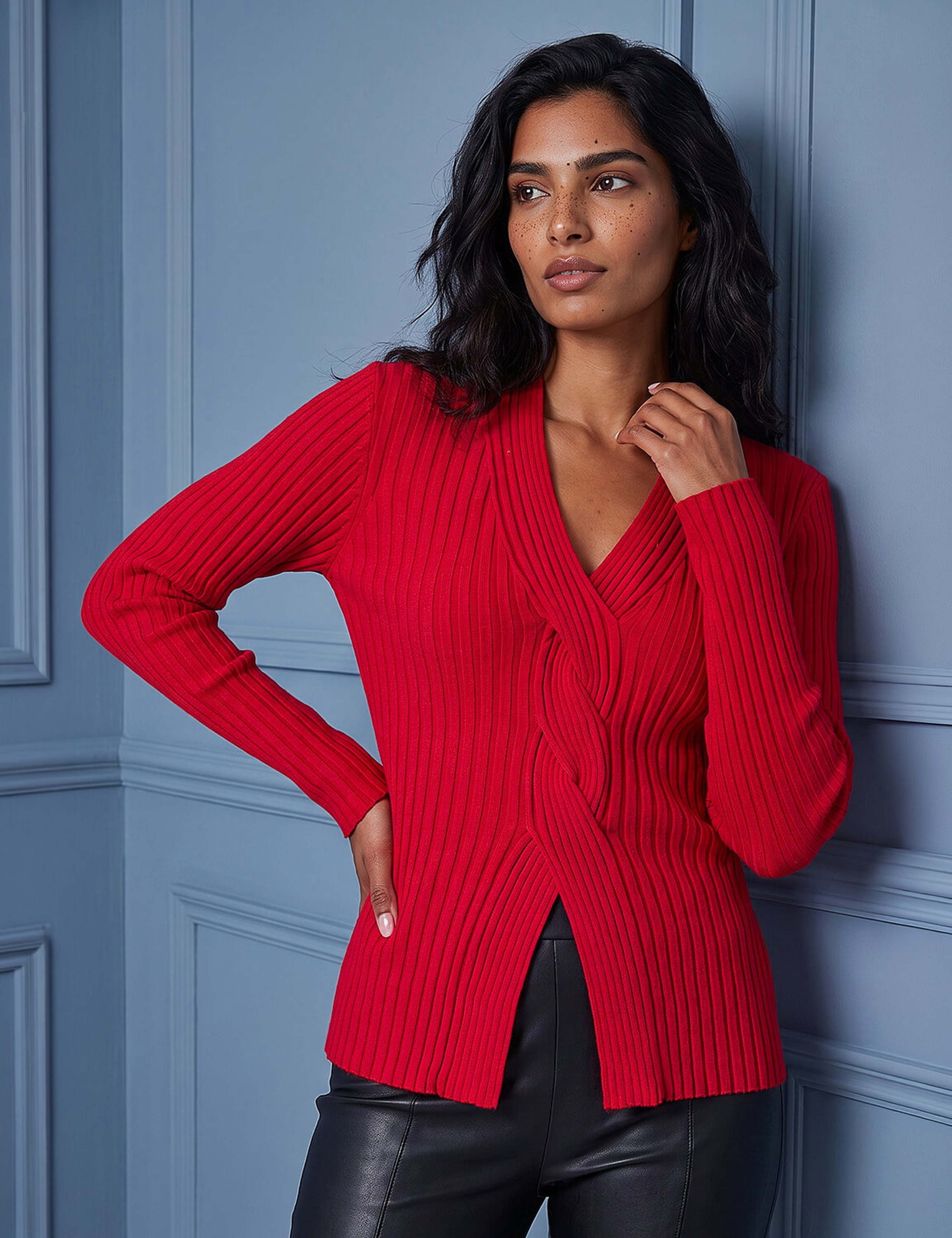 Ribbed Cable Knit Jumper