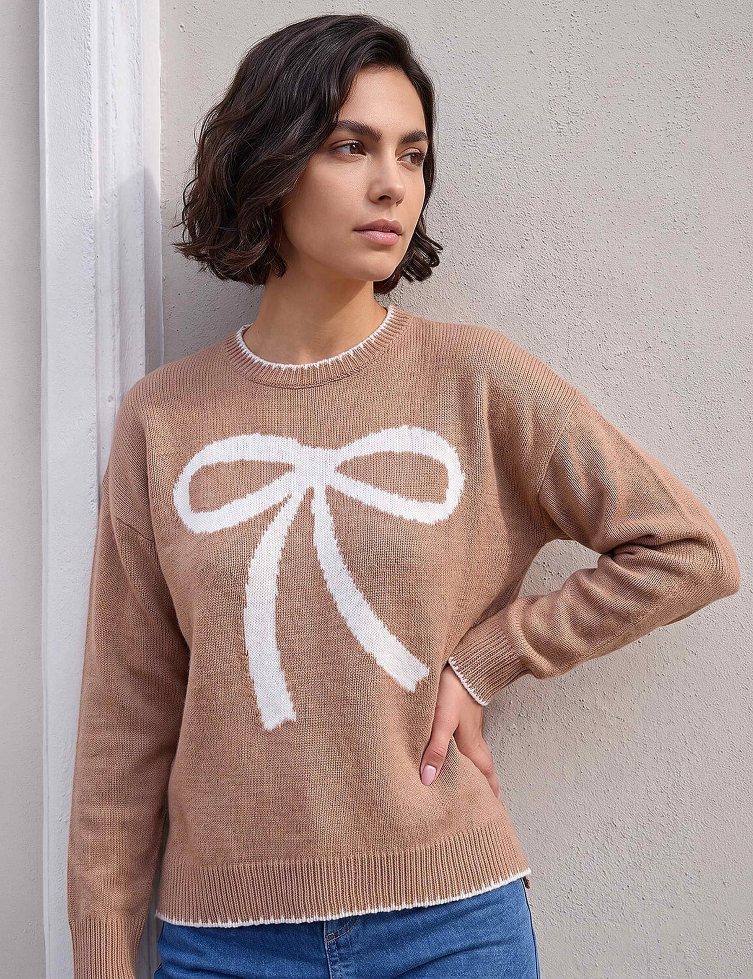 Contrast Stitch Bow Jumper