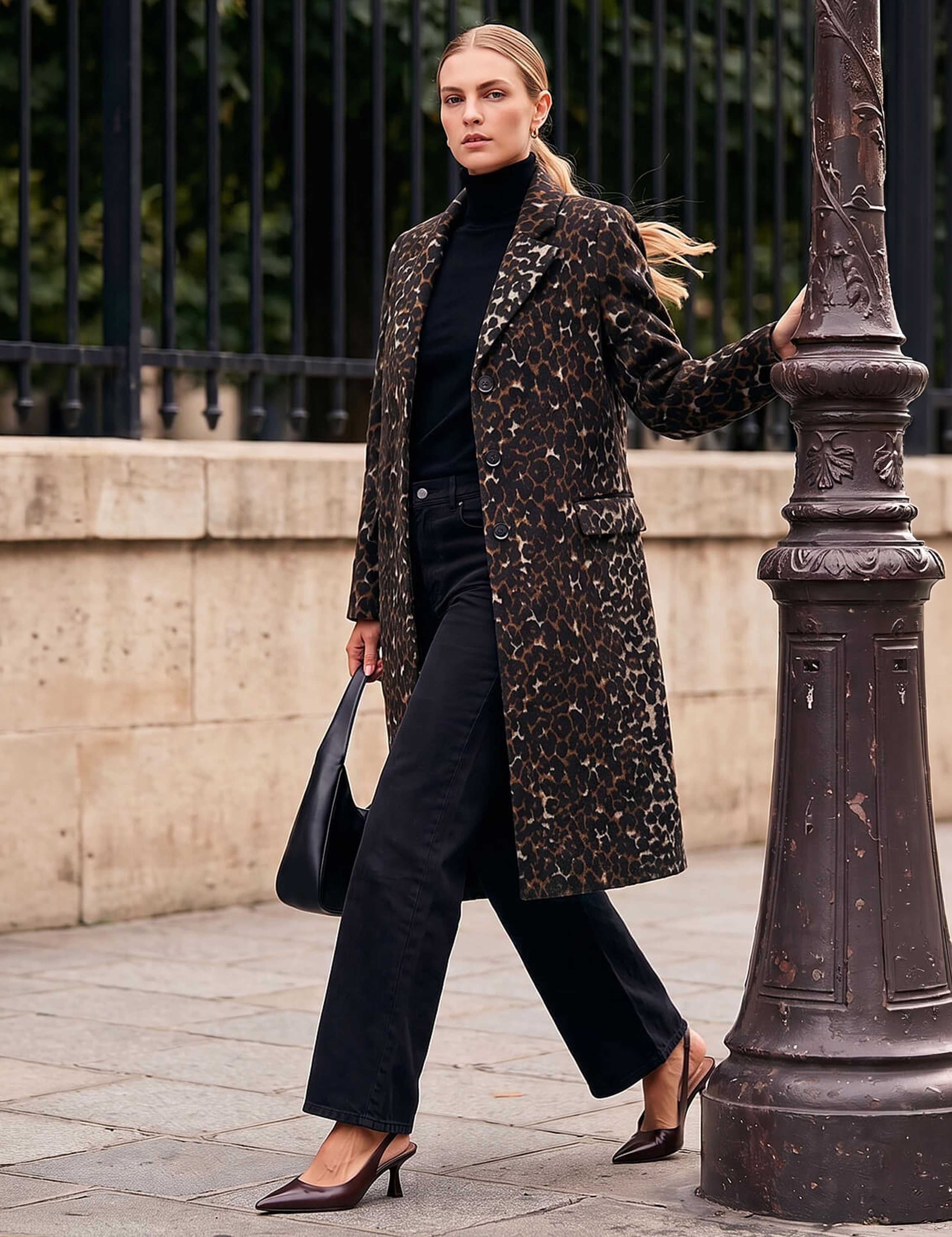 Animal Print Tailored Coat