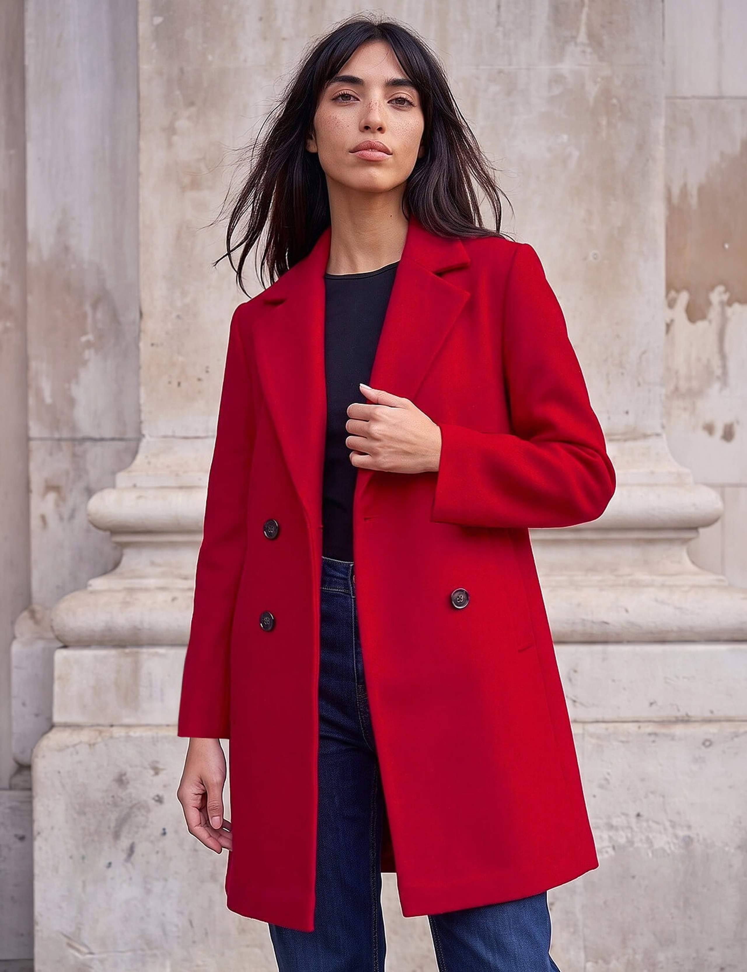 Petite Double Breasted Tailored Coat