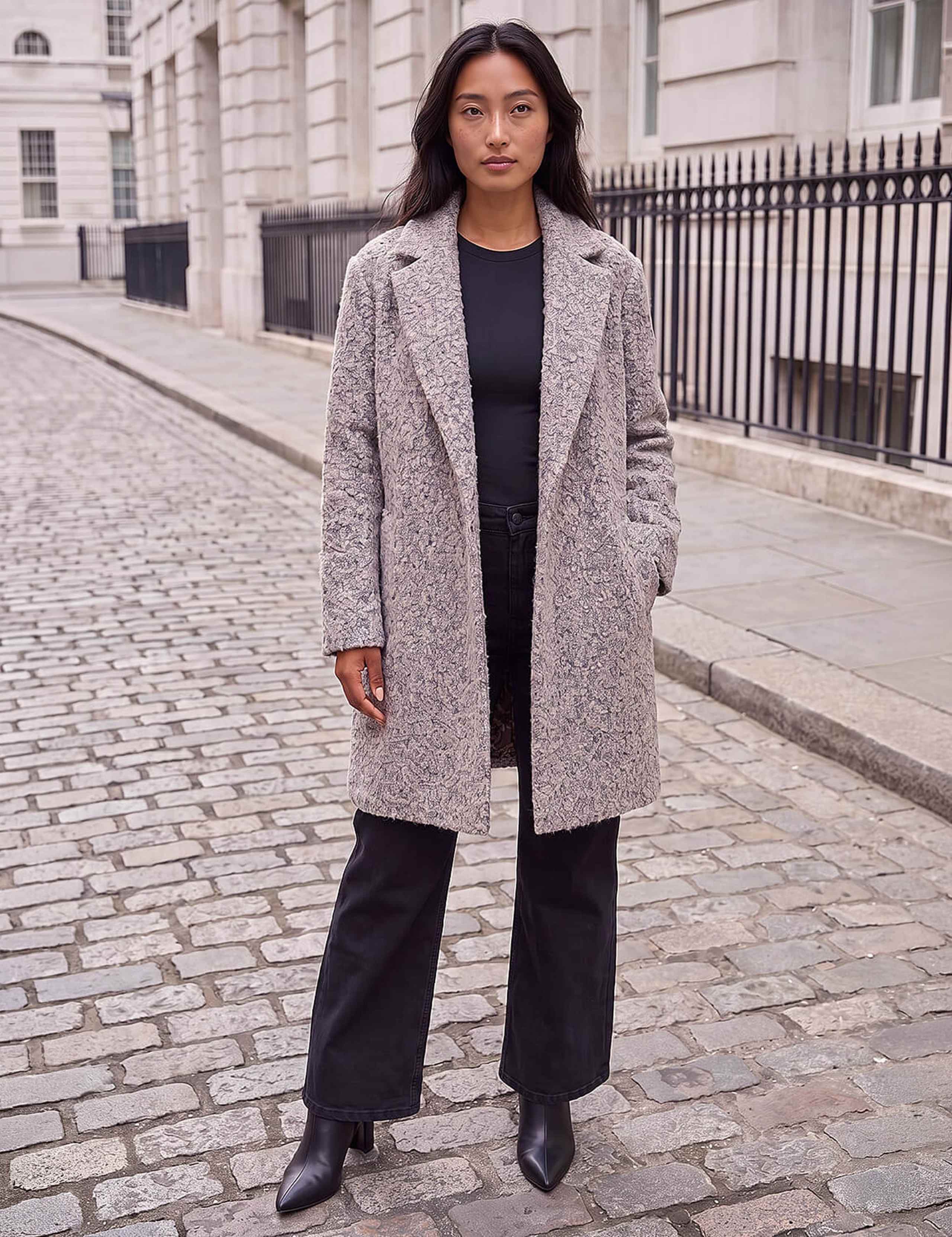 Petite Boucle Textured Coat