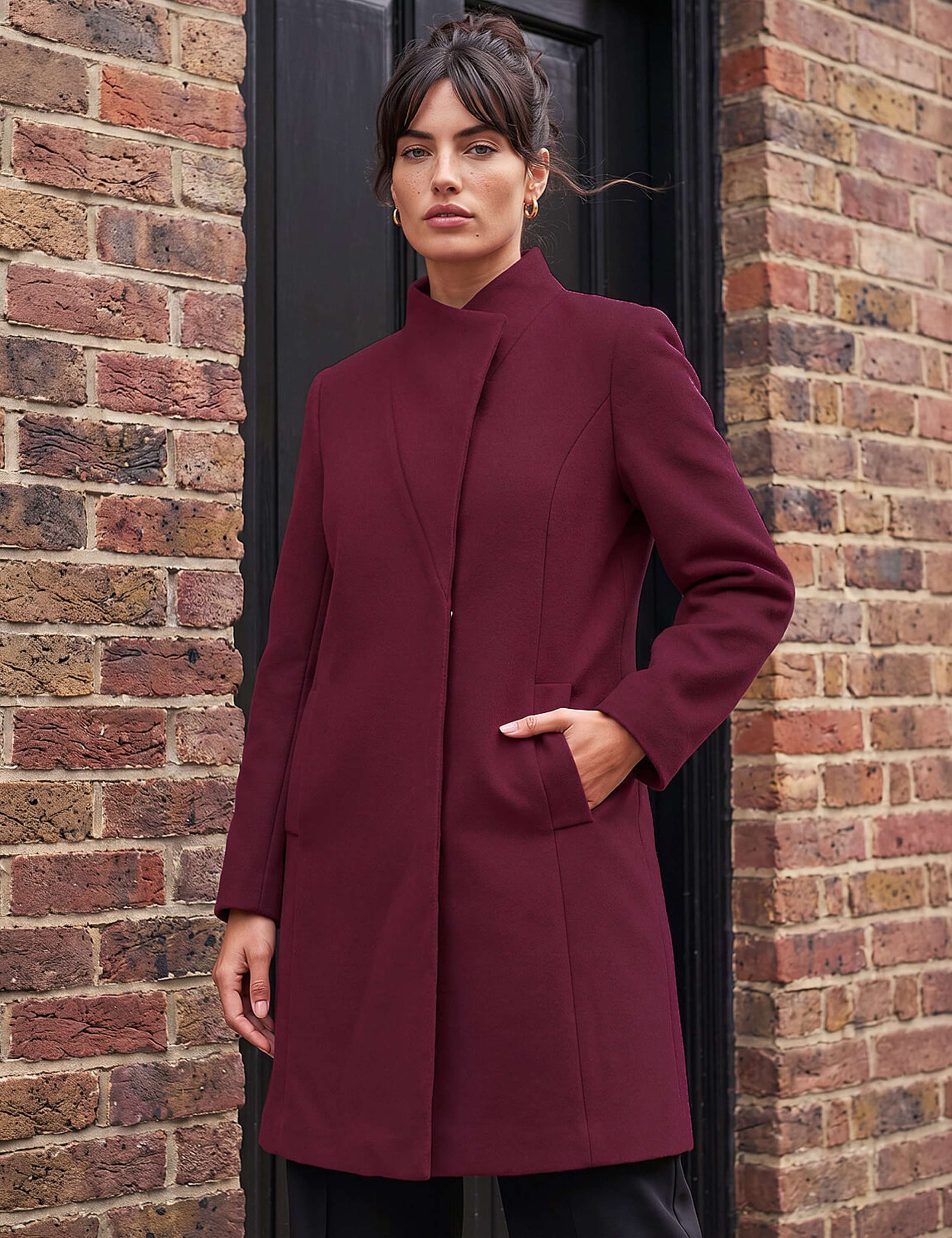 Funnel Neck Tailored Coat