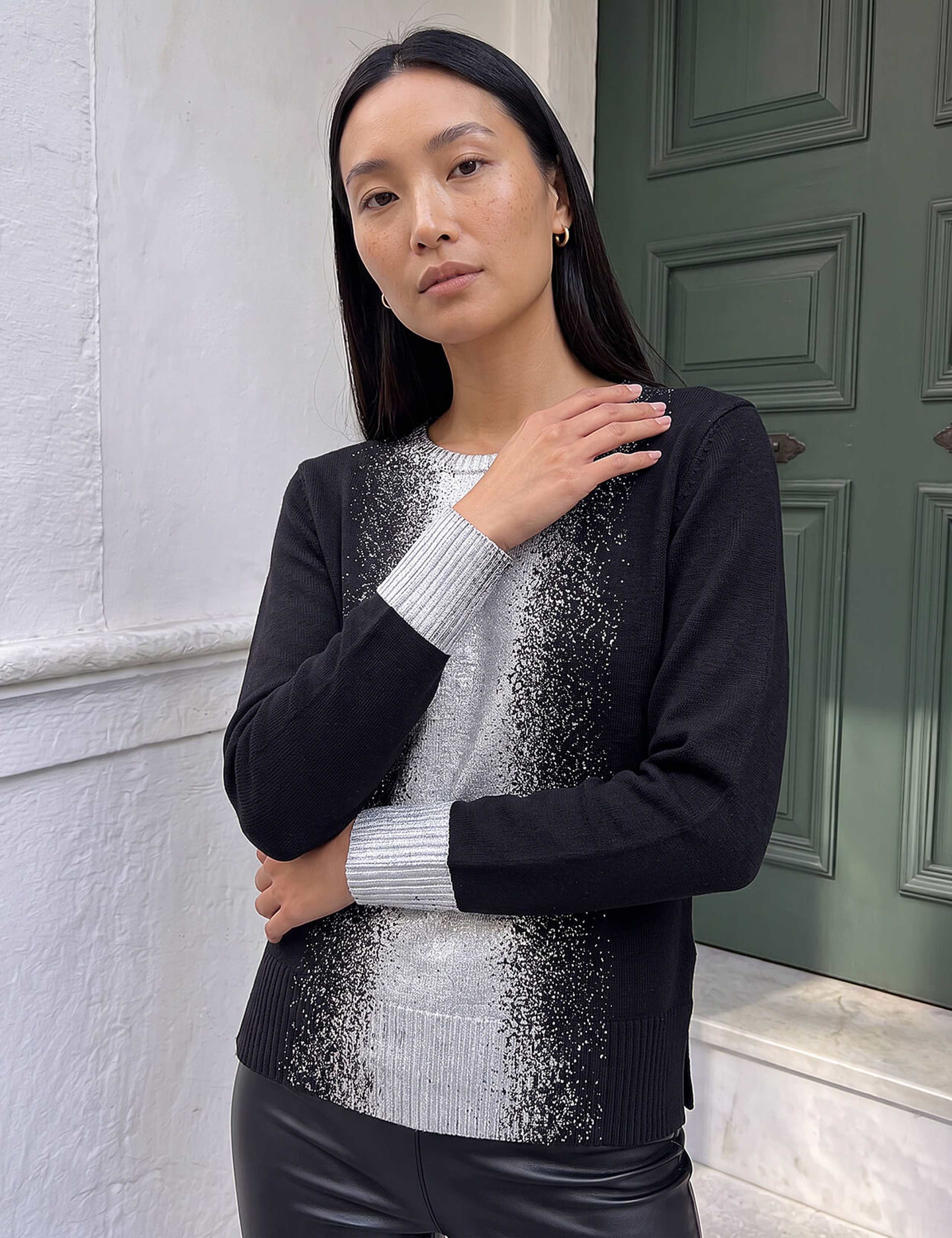 Foil Print Crew Neck Jumper