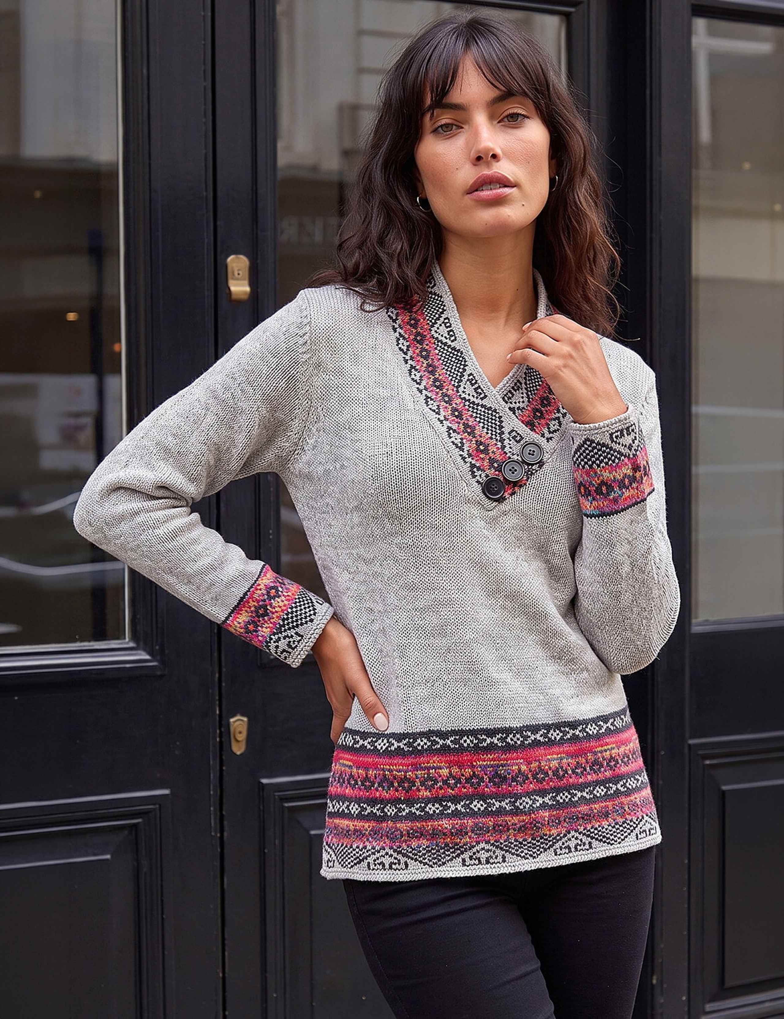 Fair Isle Button Detail Jumper