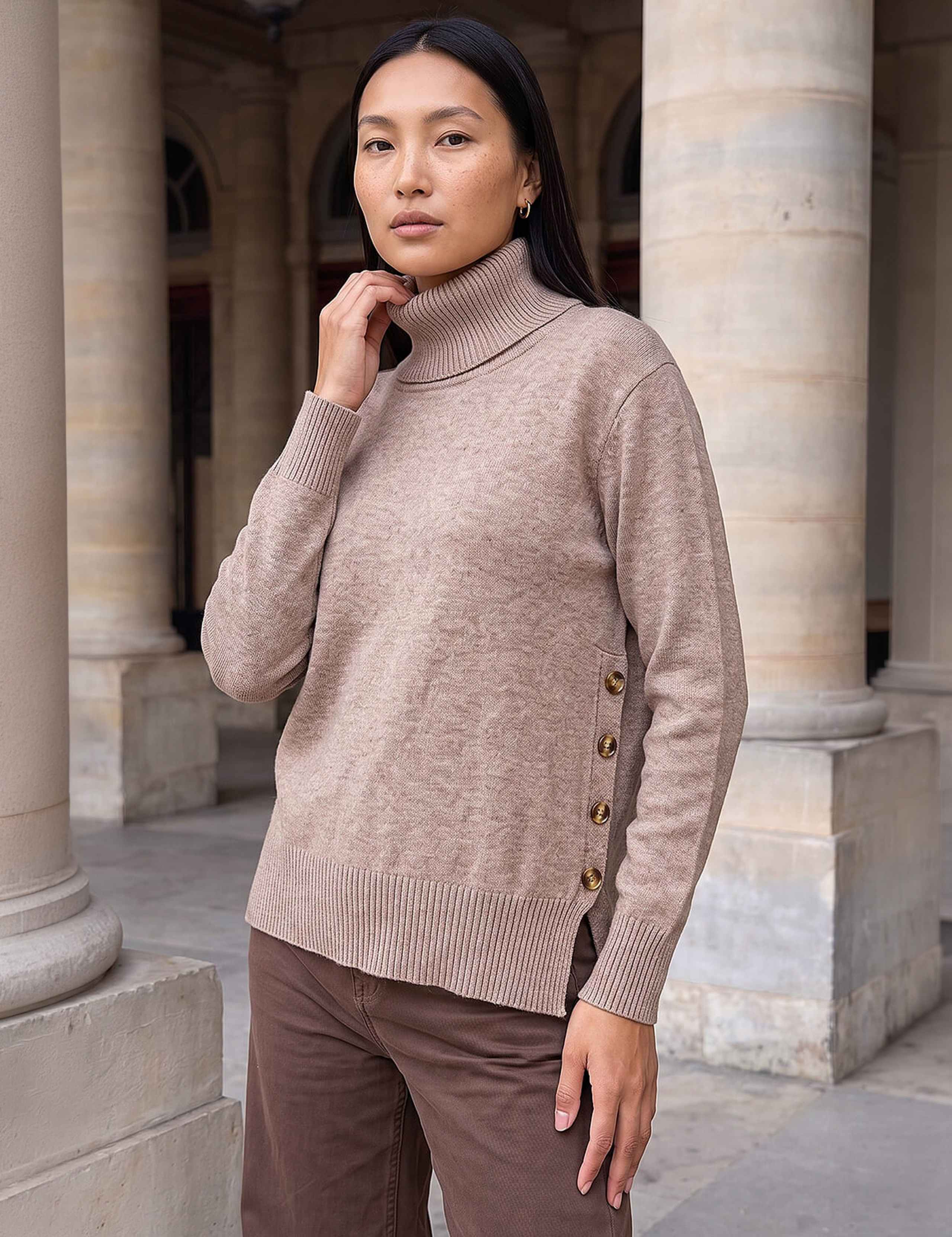 Roll Neck Button Side Detail Jumper