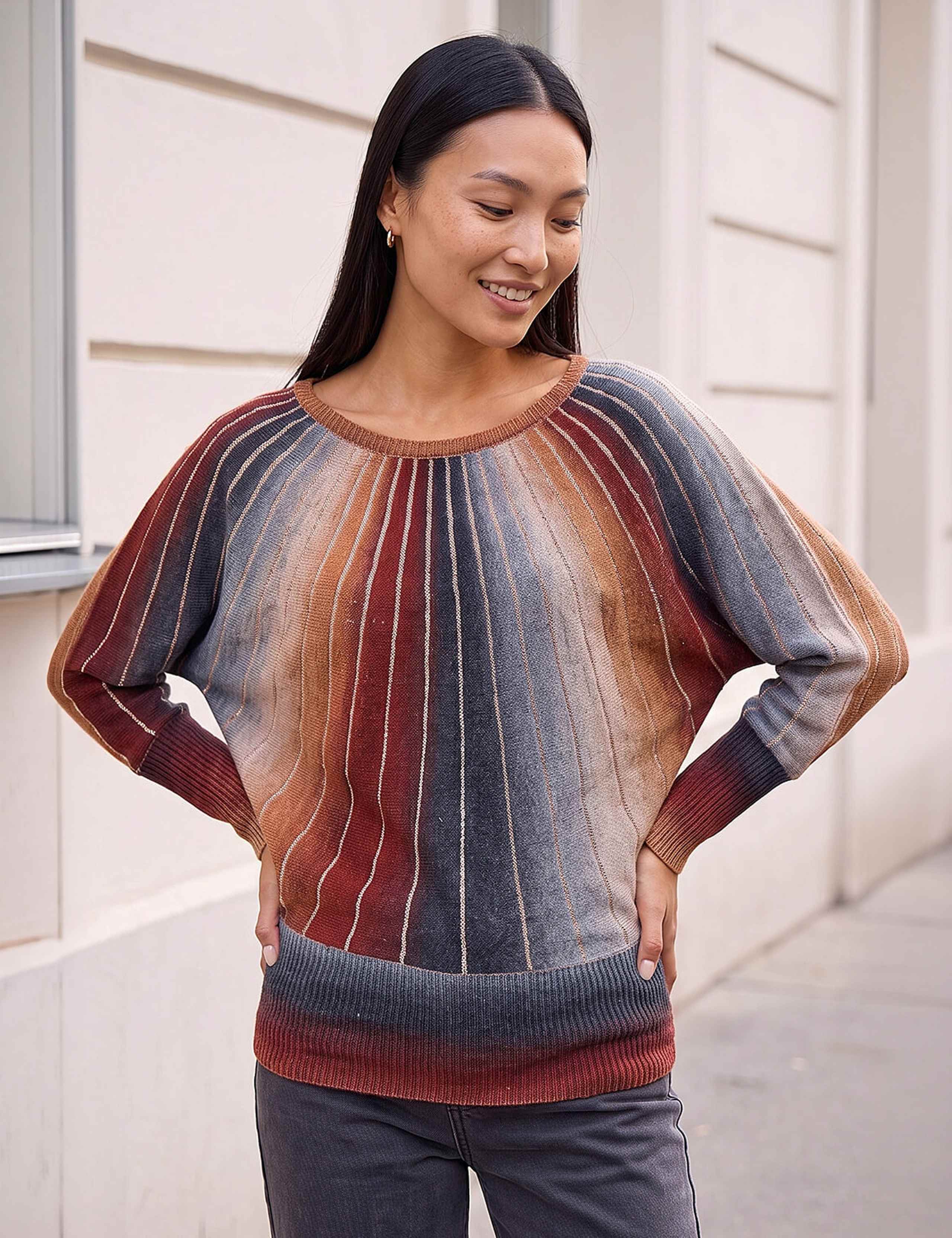 Space Dyed Sunray Batwing Sleeve Jumper