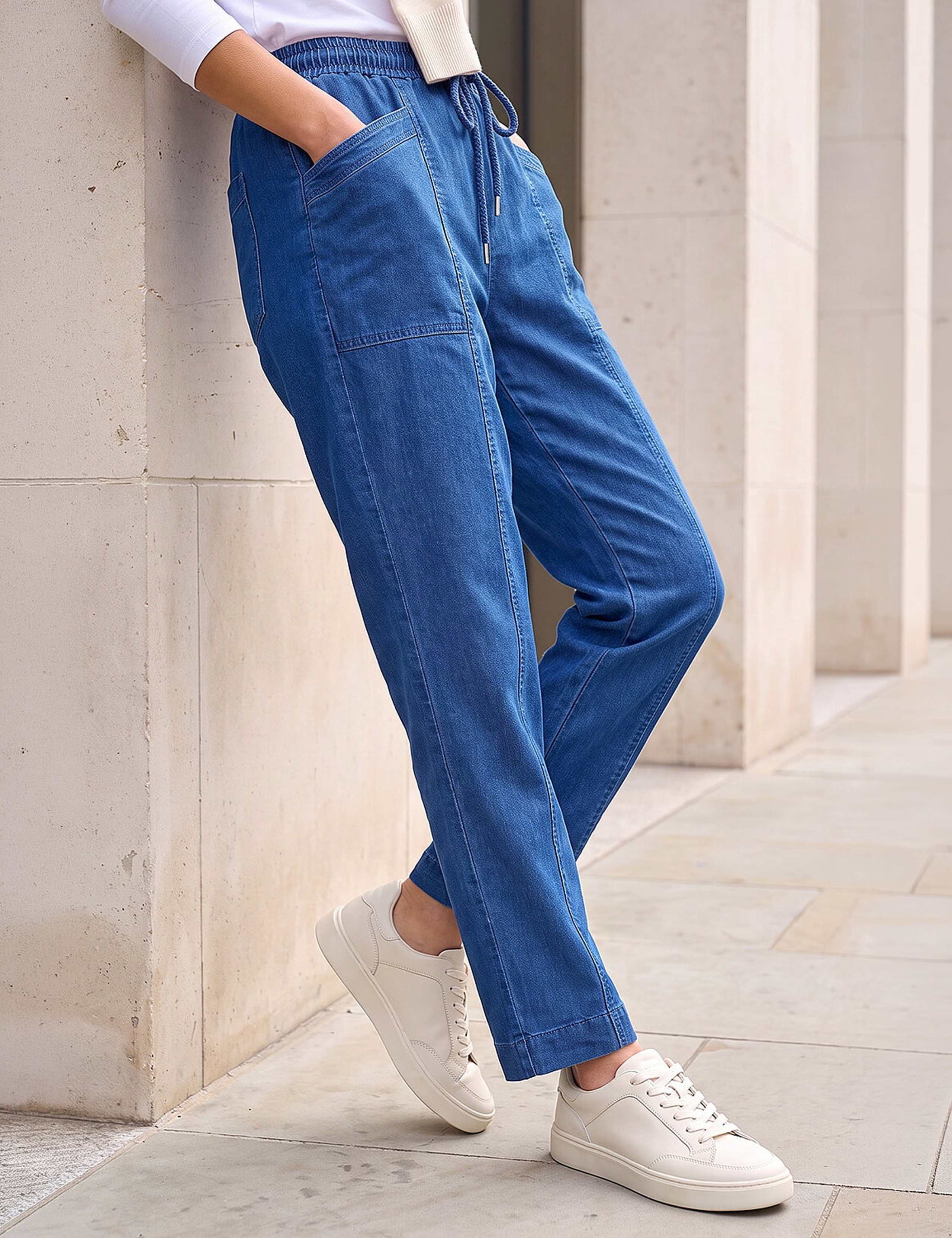Petite Seam Detail Drawstring Jeans
