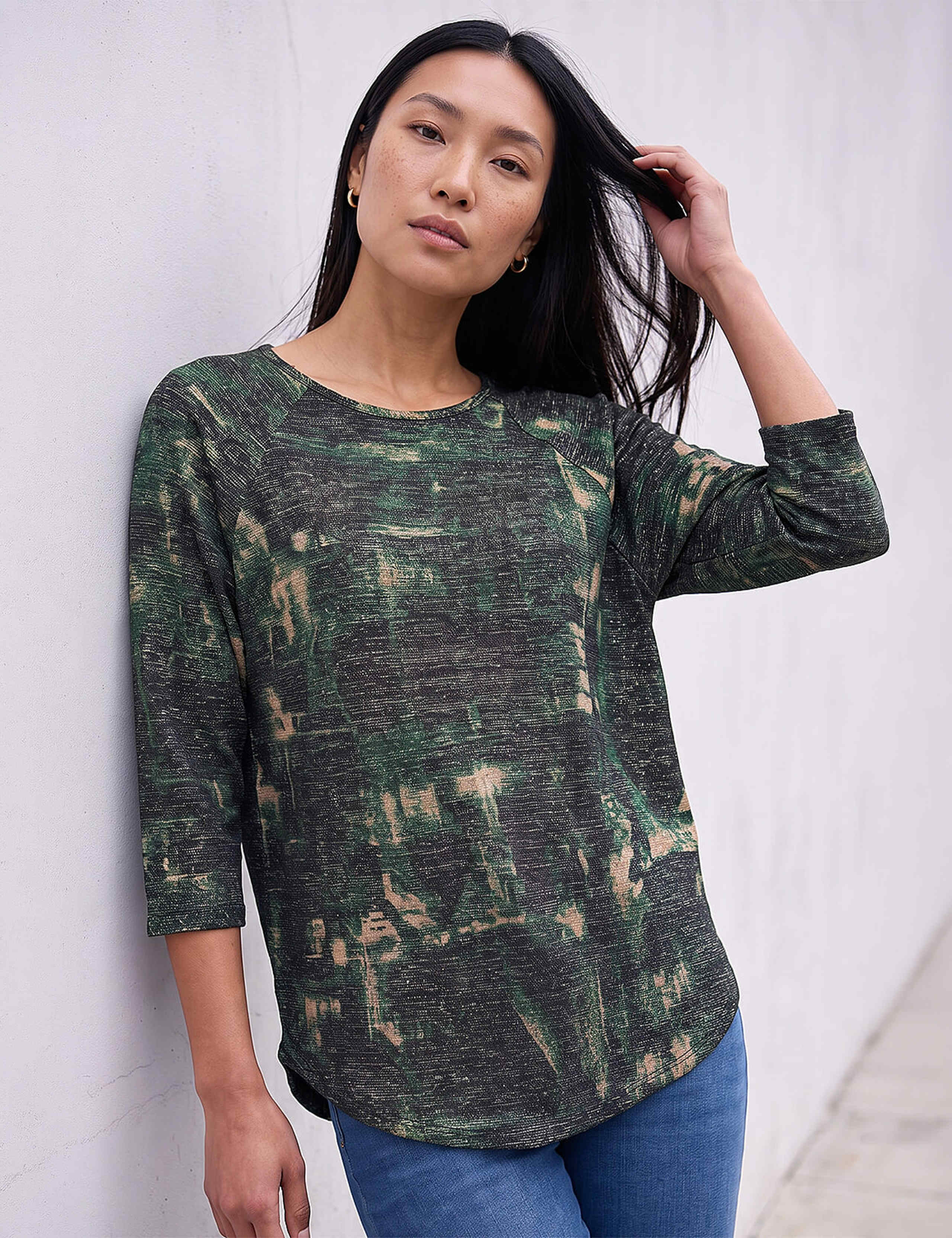 Stretch Jersey Textured Printed Top