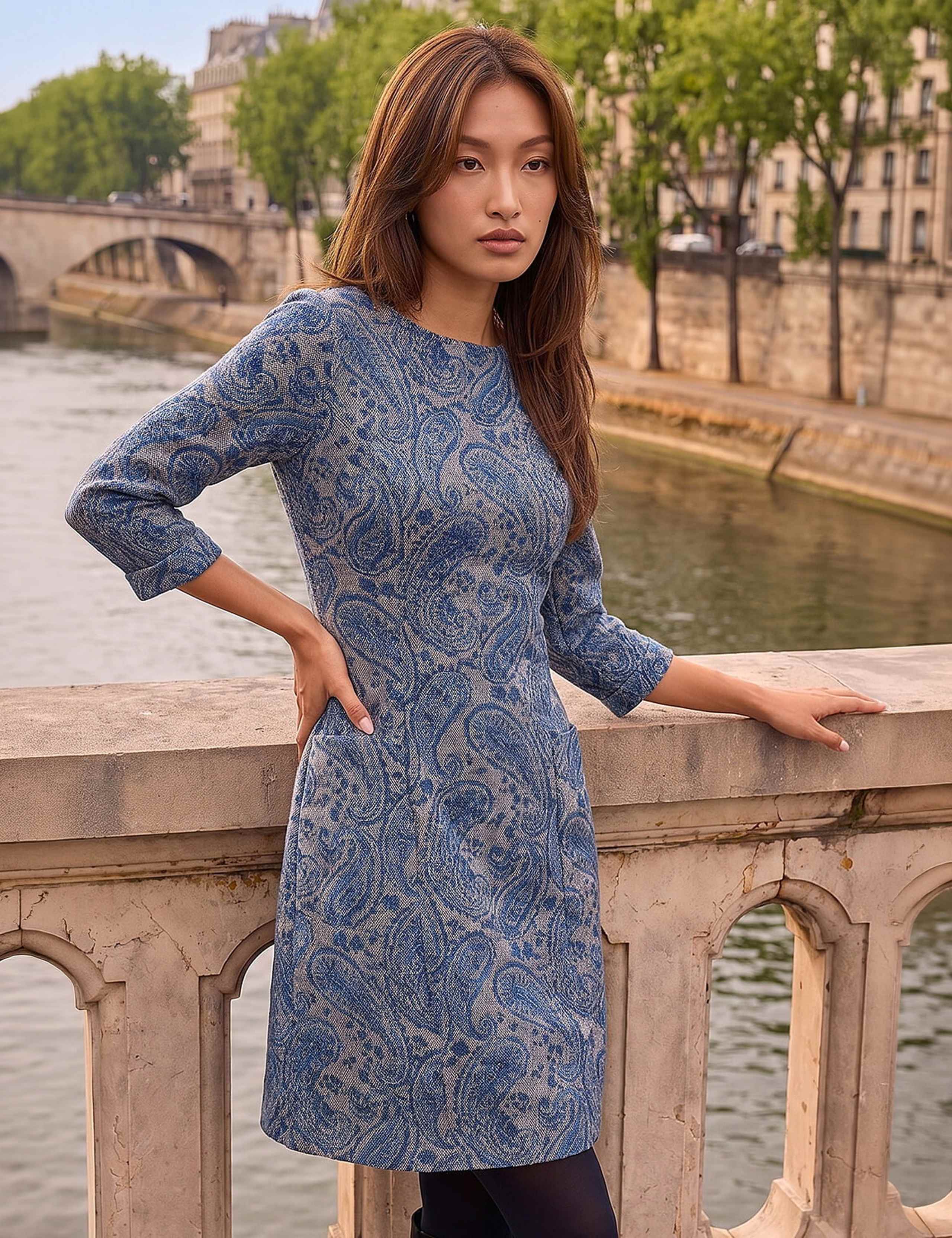Paisley Knee Length Shift Dress