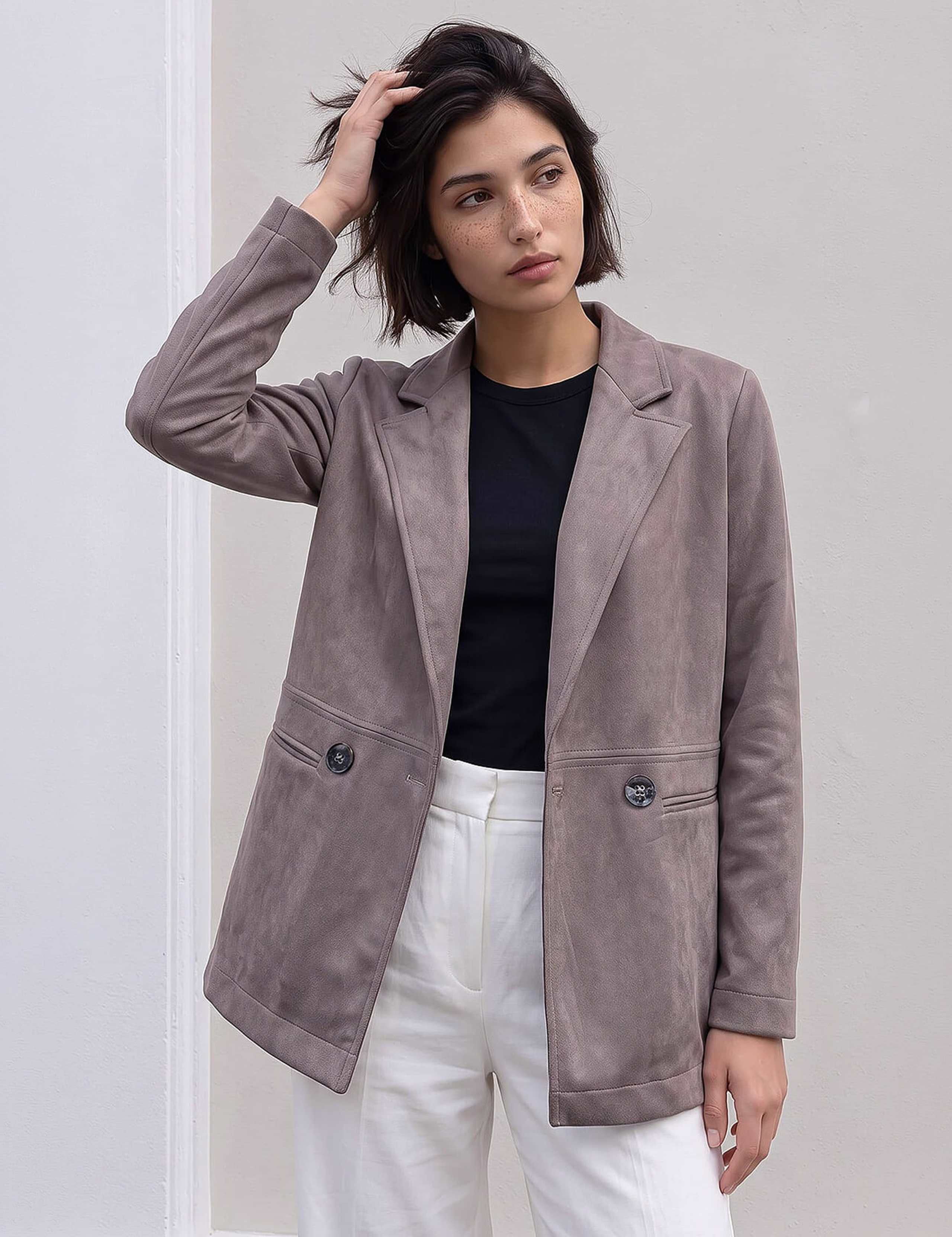 Petite Suedette Lightweight Collared Jacket