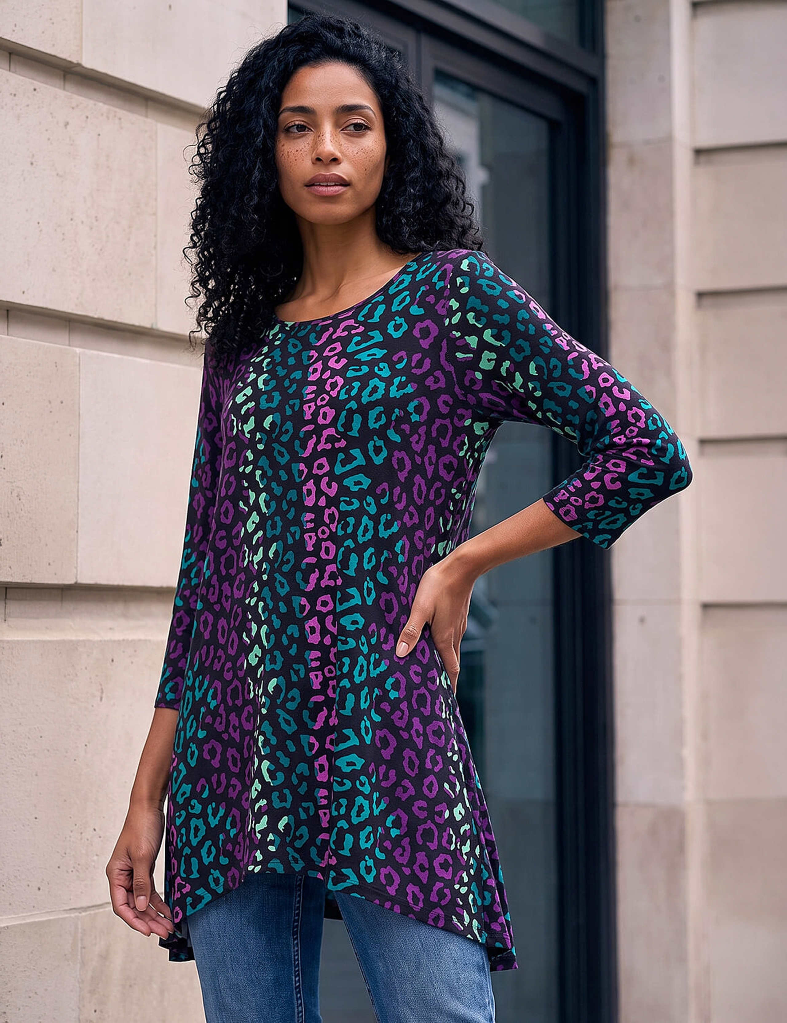 Animal Print Hanky Hem Tunic