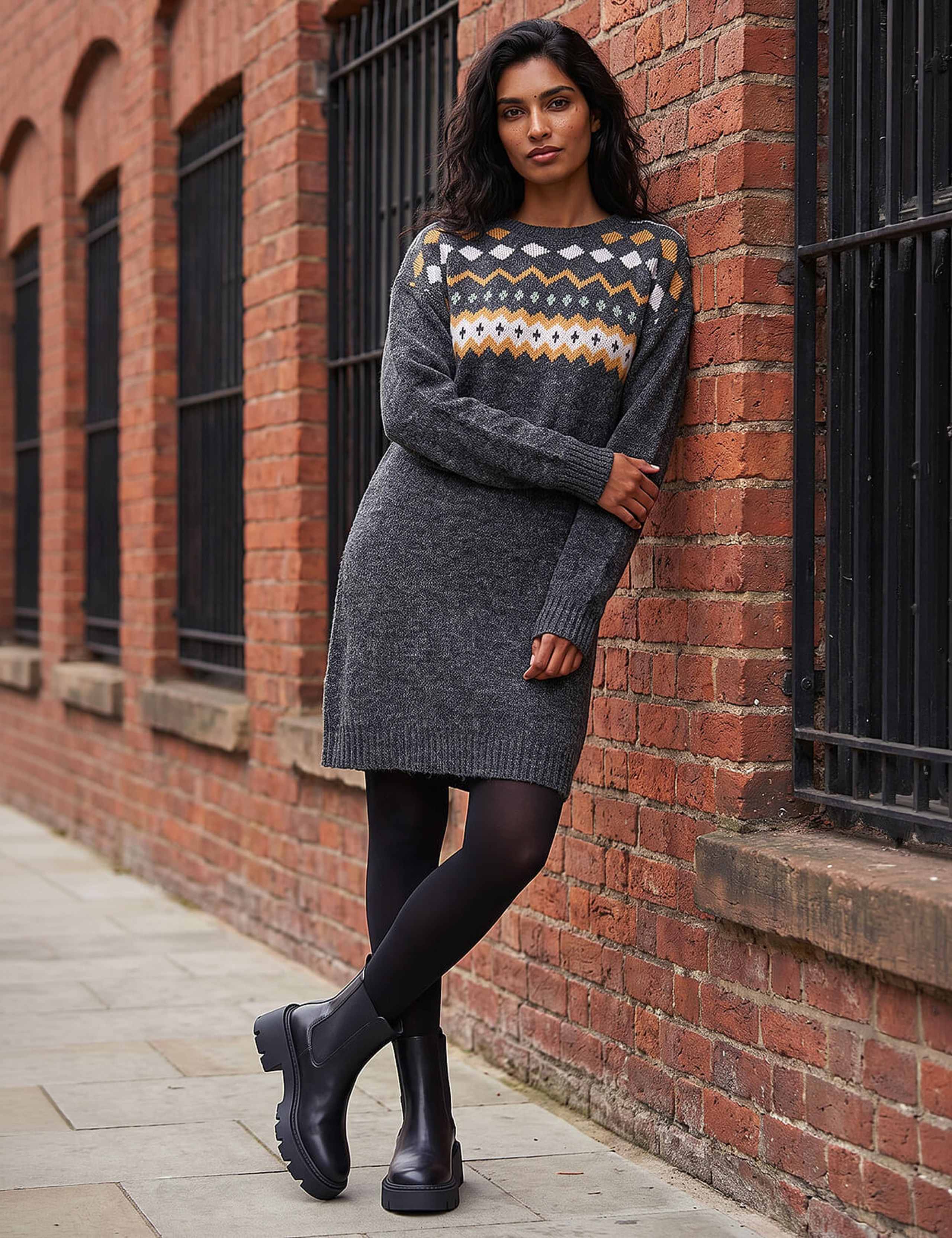 Knitted Knee Length Jumper Dress