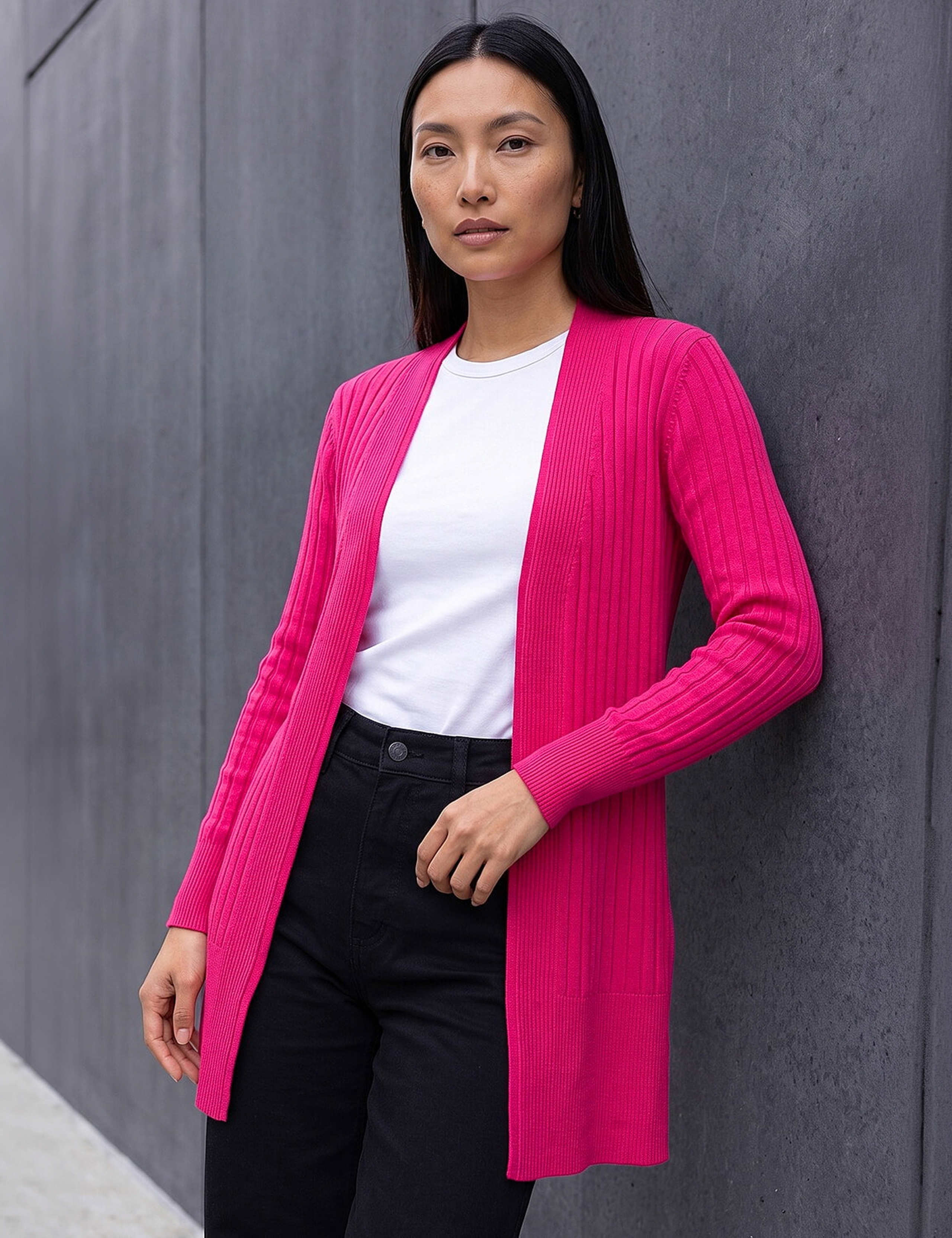 Ribbed Edge to Edge Longline Cardigan