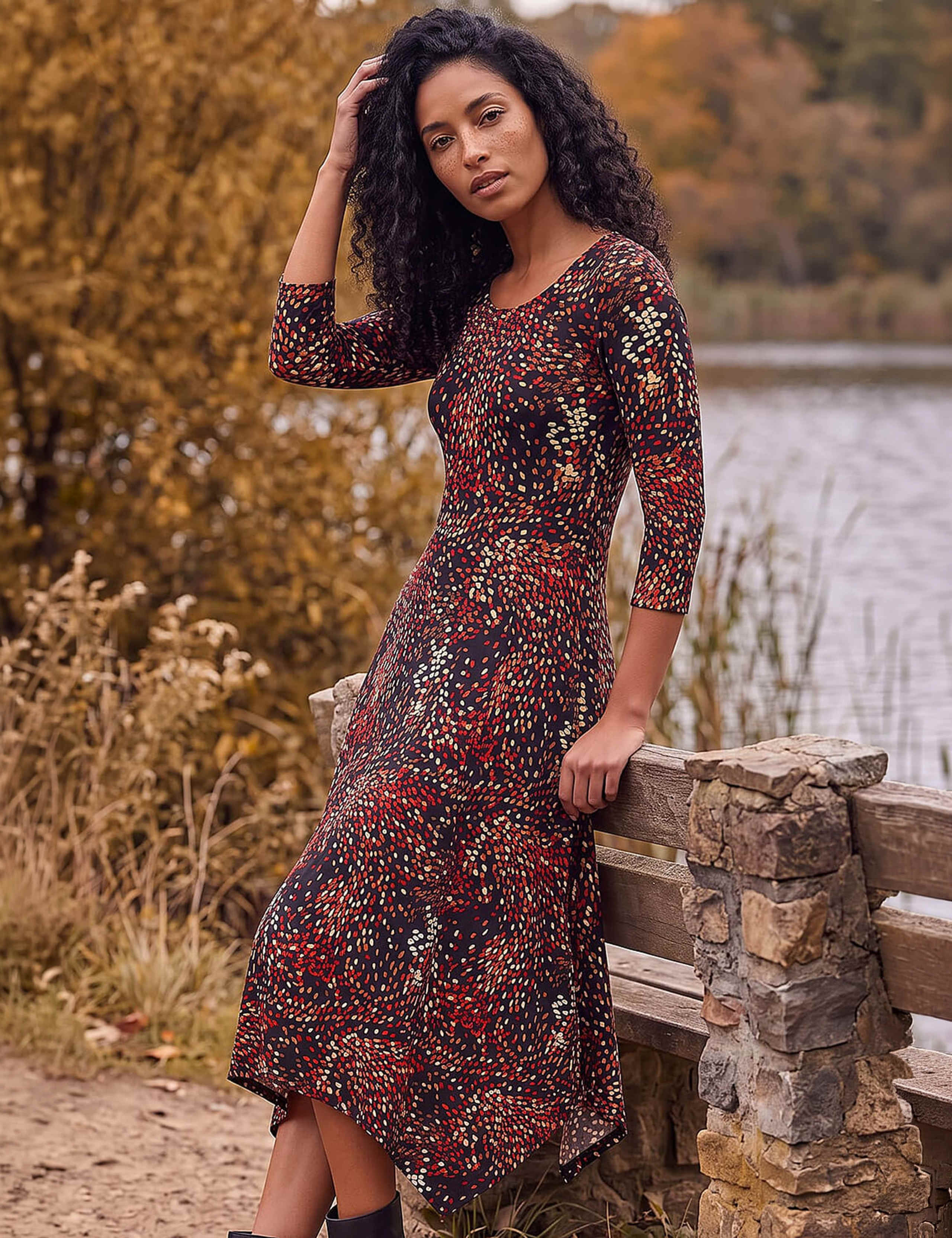 Printed Knee Length Skater Dress