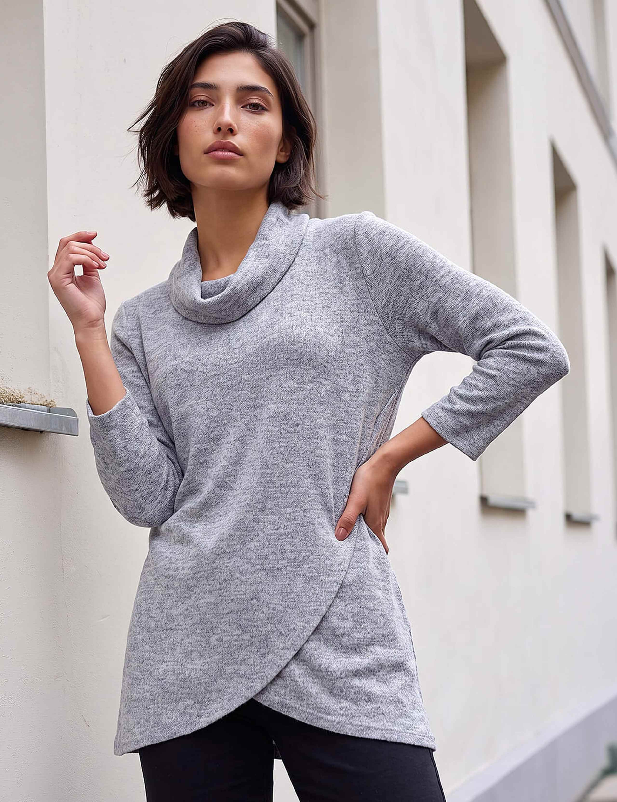 Petite Cowl Neck Wrap Top