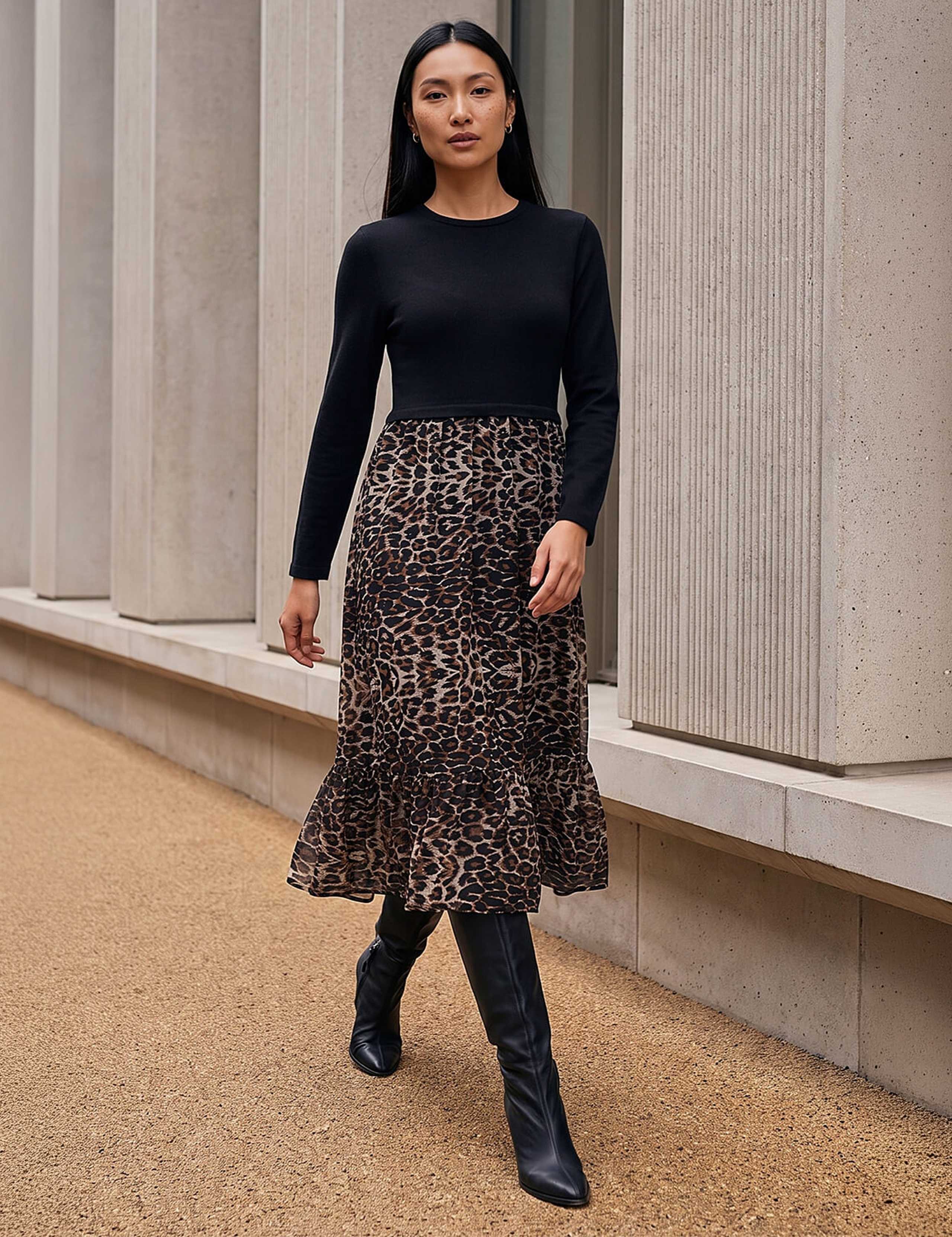 Animal Print Midi Skater Dress