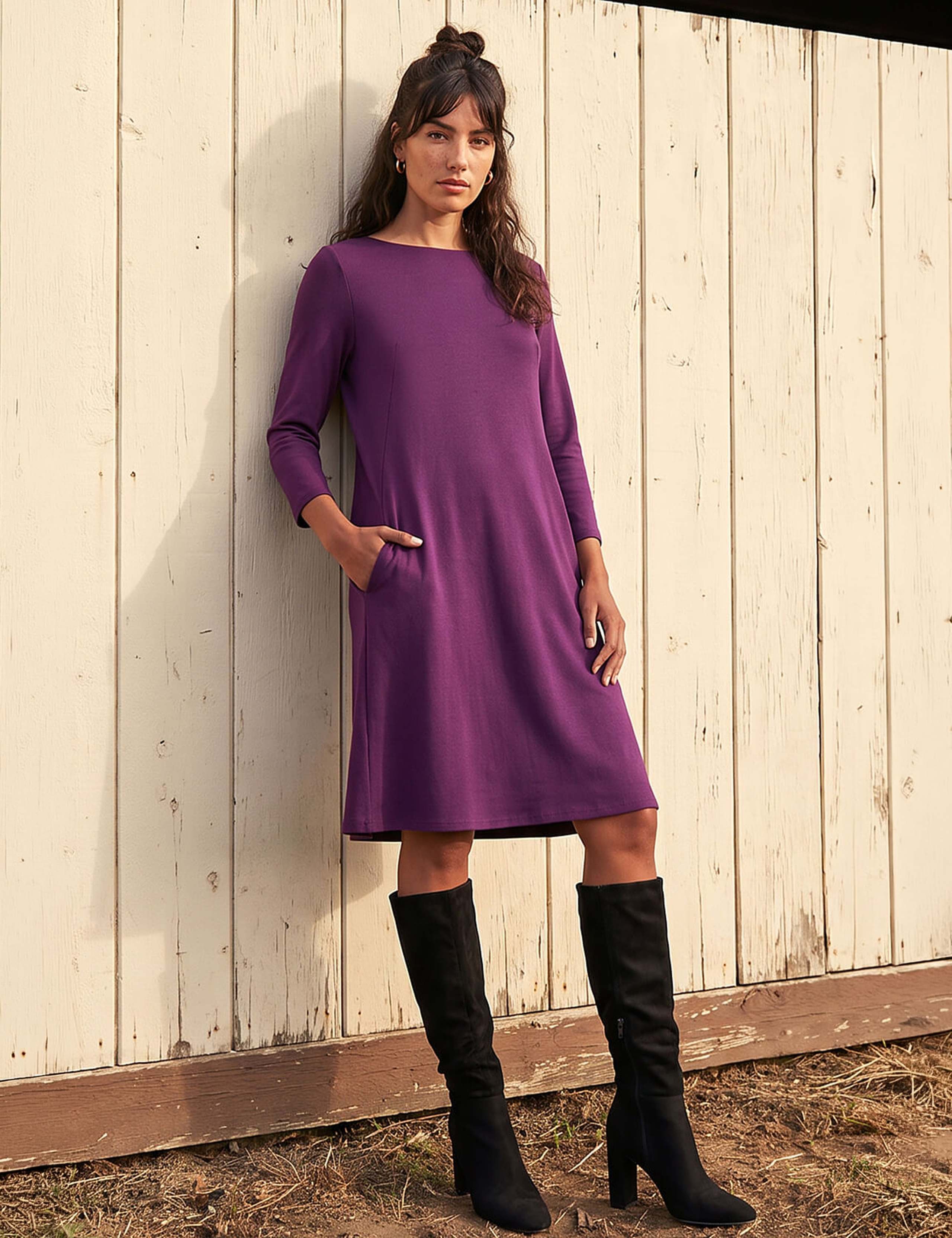 Jersey Knee Length Swing Dress