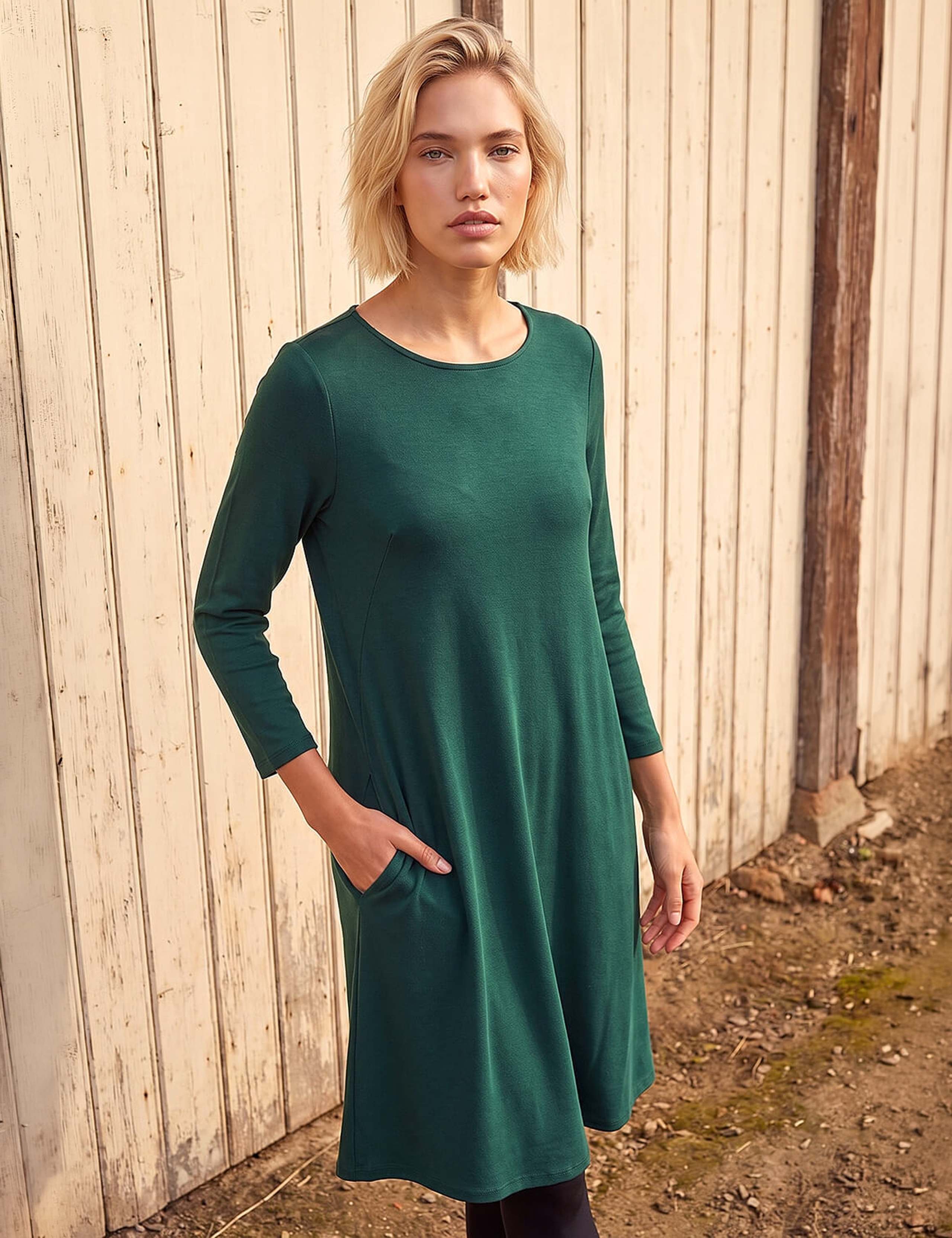 Jersey Knee Length Swing Dress