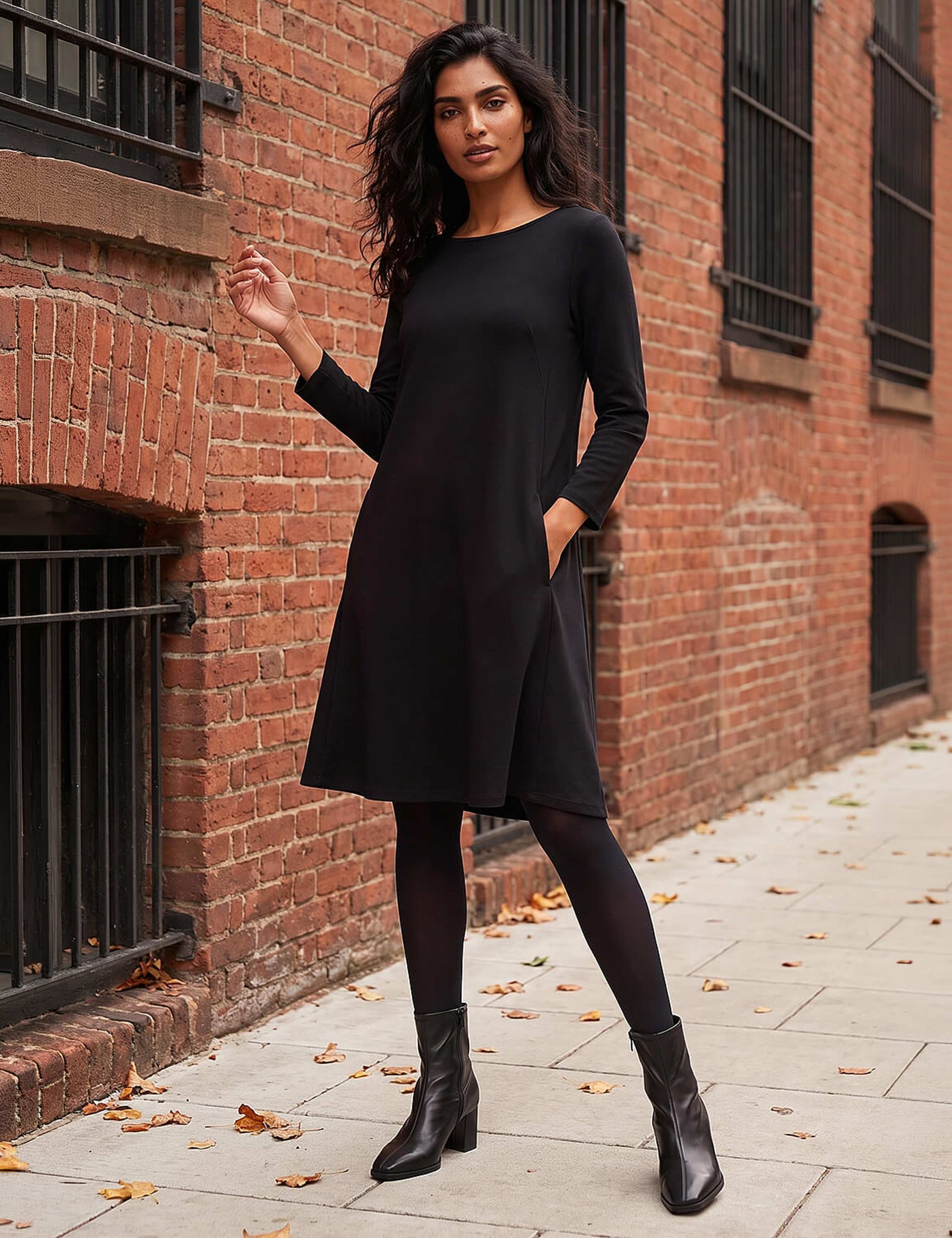 Jersey Knee Length Swing Dress