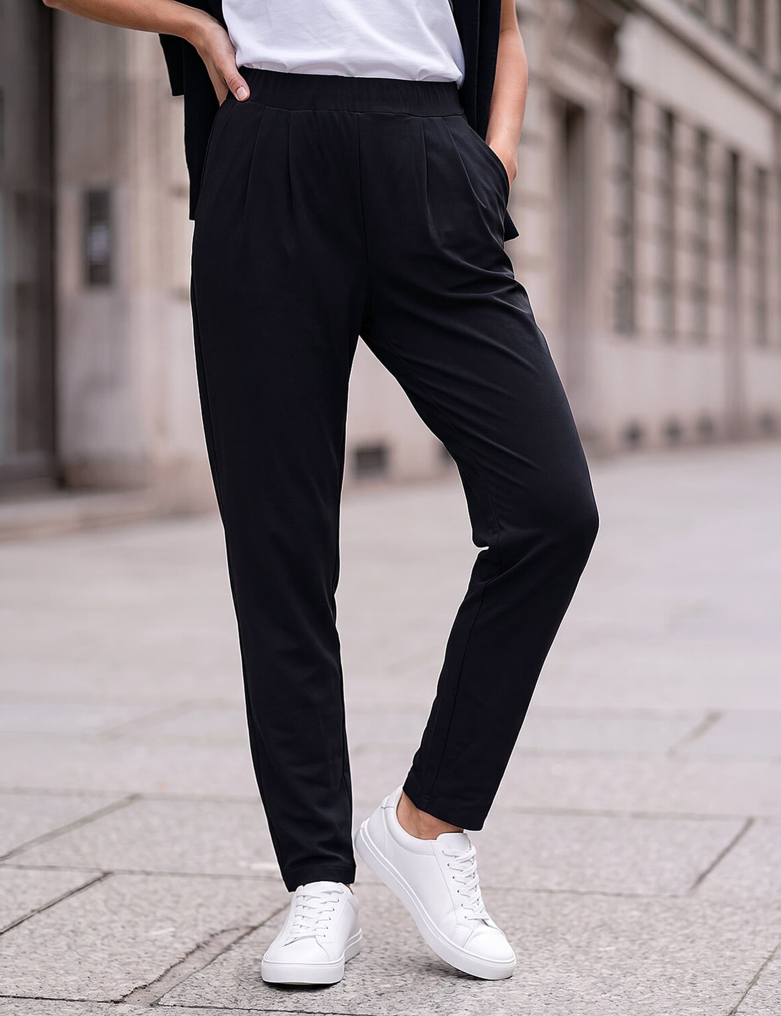 Elasticated Waist Slim Leg Hareem Trousers