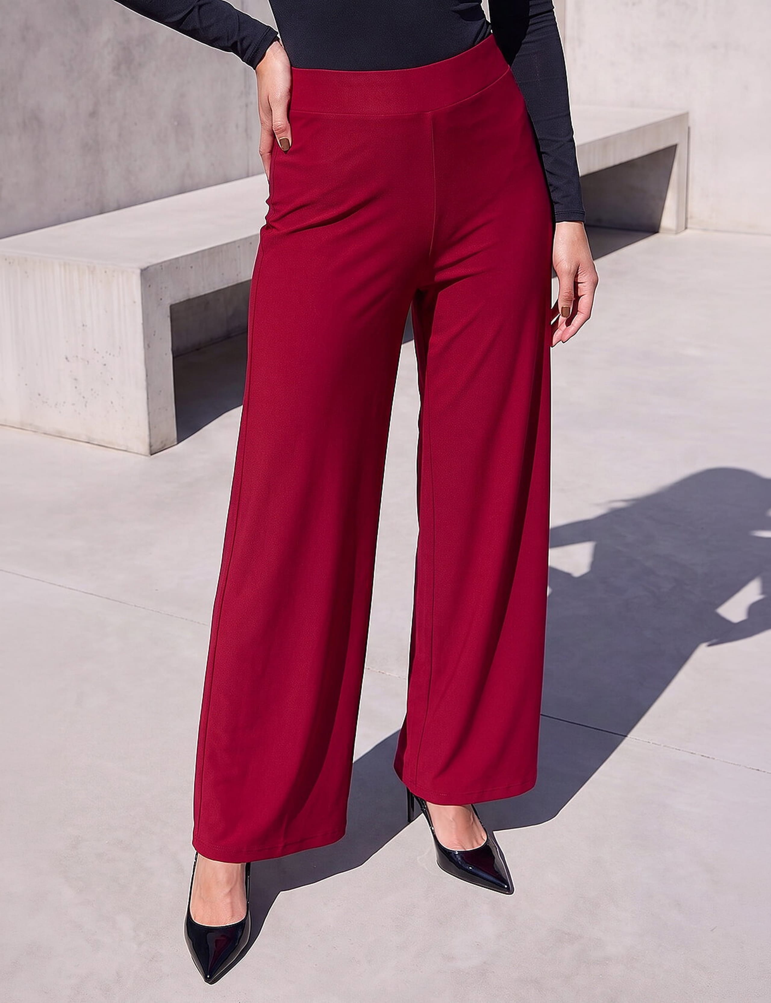 Elasticated Waist Wide Leg Trousers