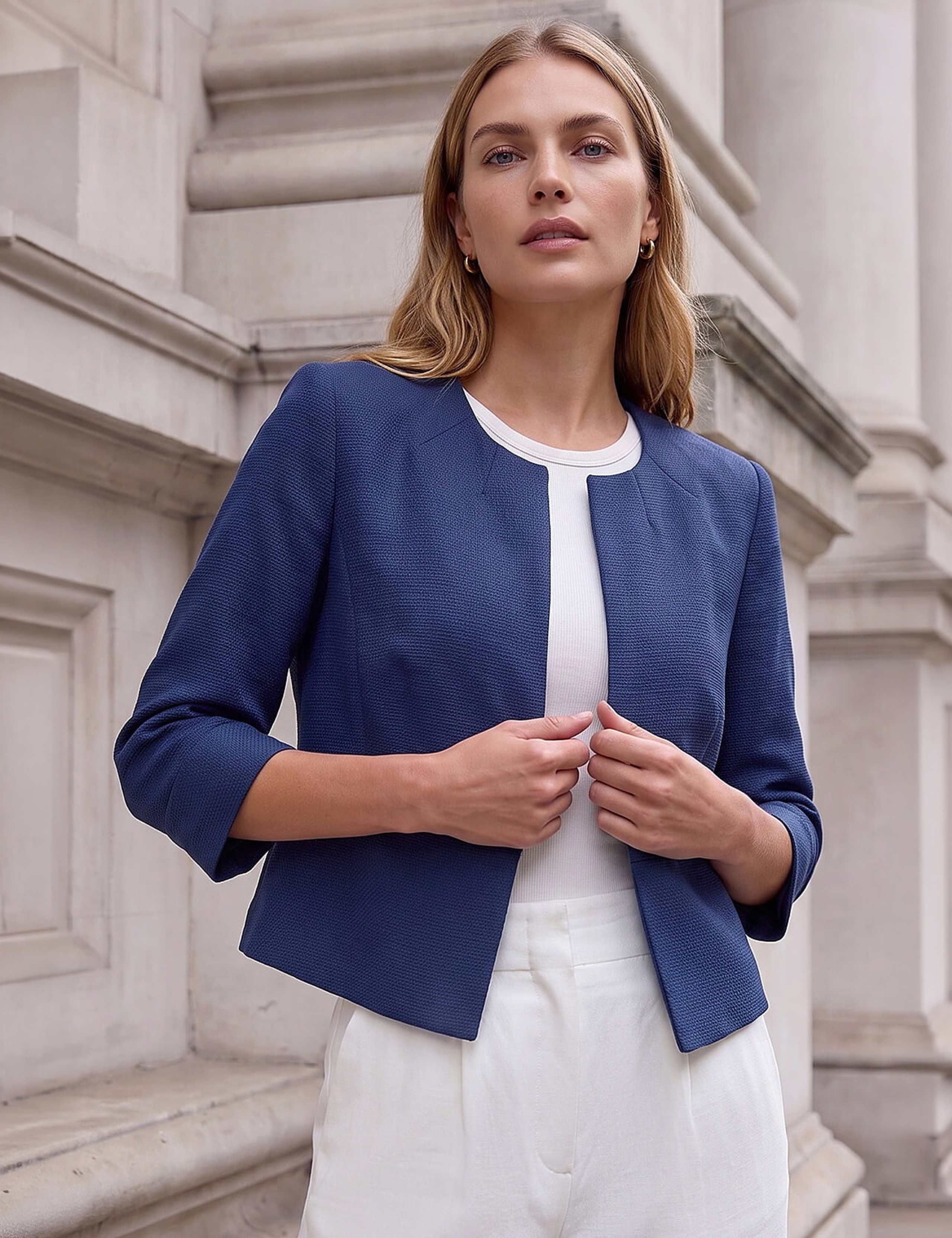 Textured Cropped Tailored Jacket