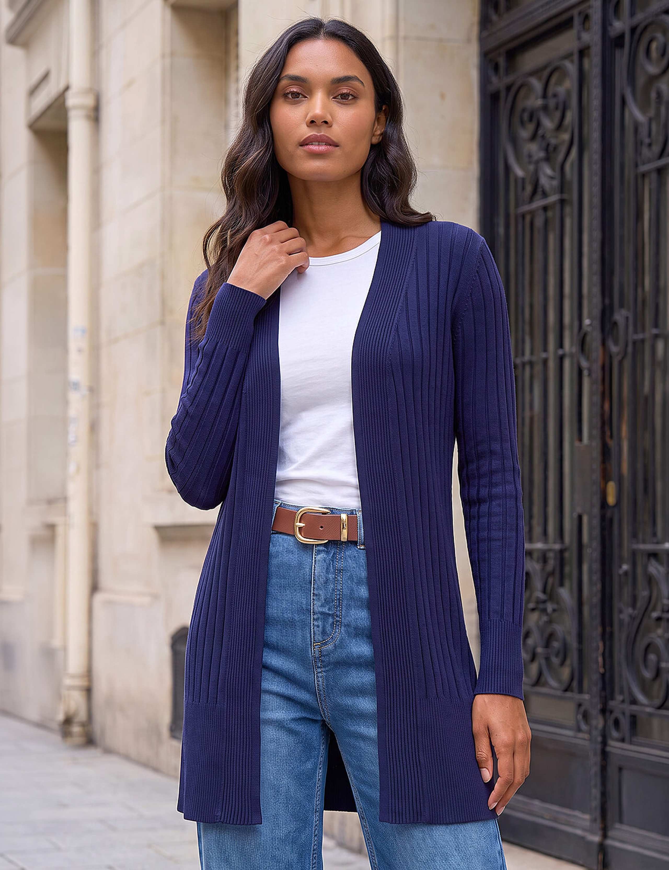 Ribbed Edge to Edge Longline Cardigan