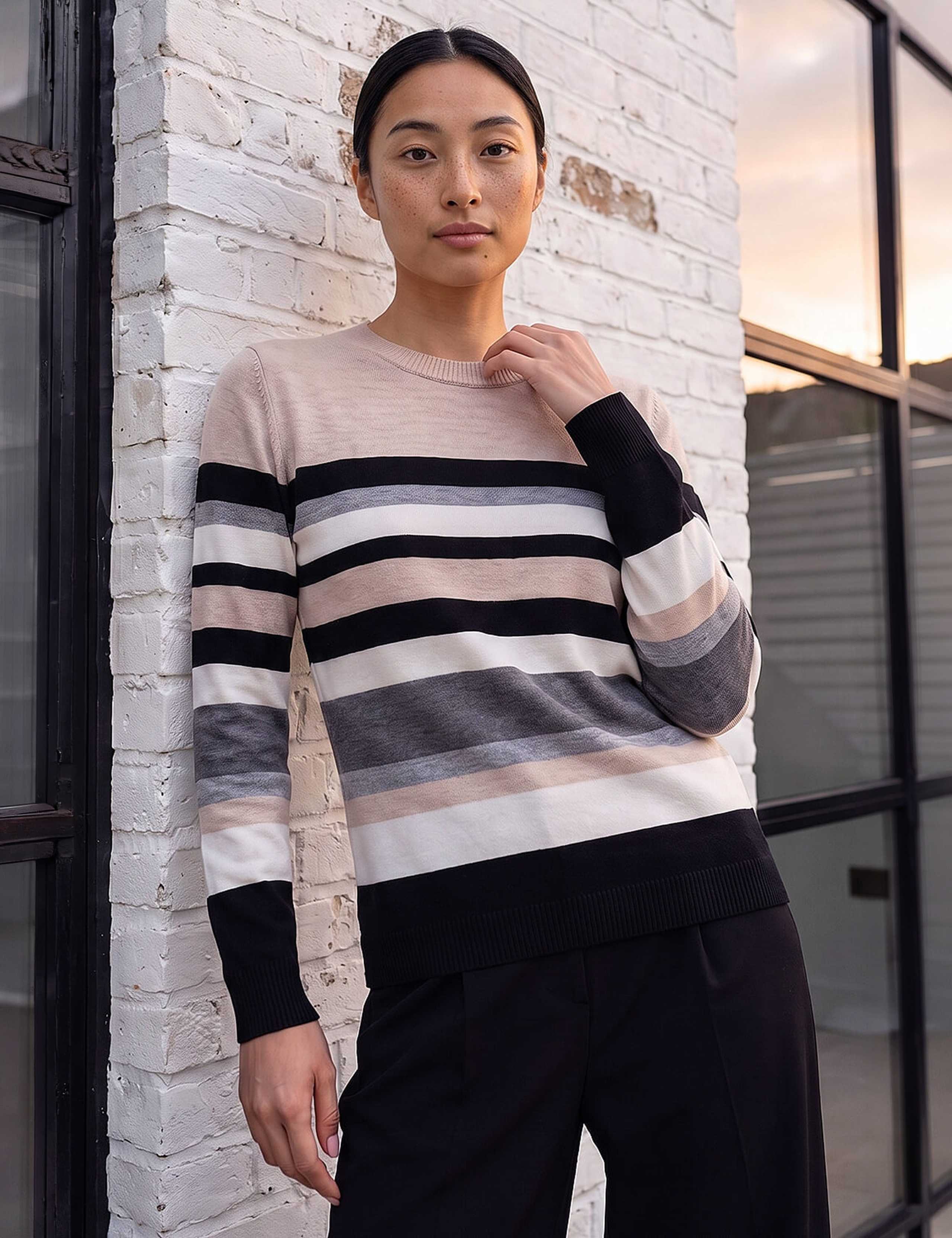 Petite Striped Crew Neck Jumper