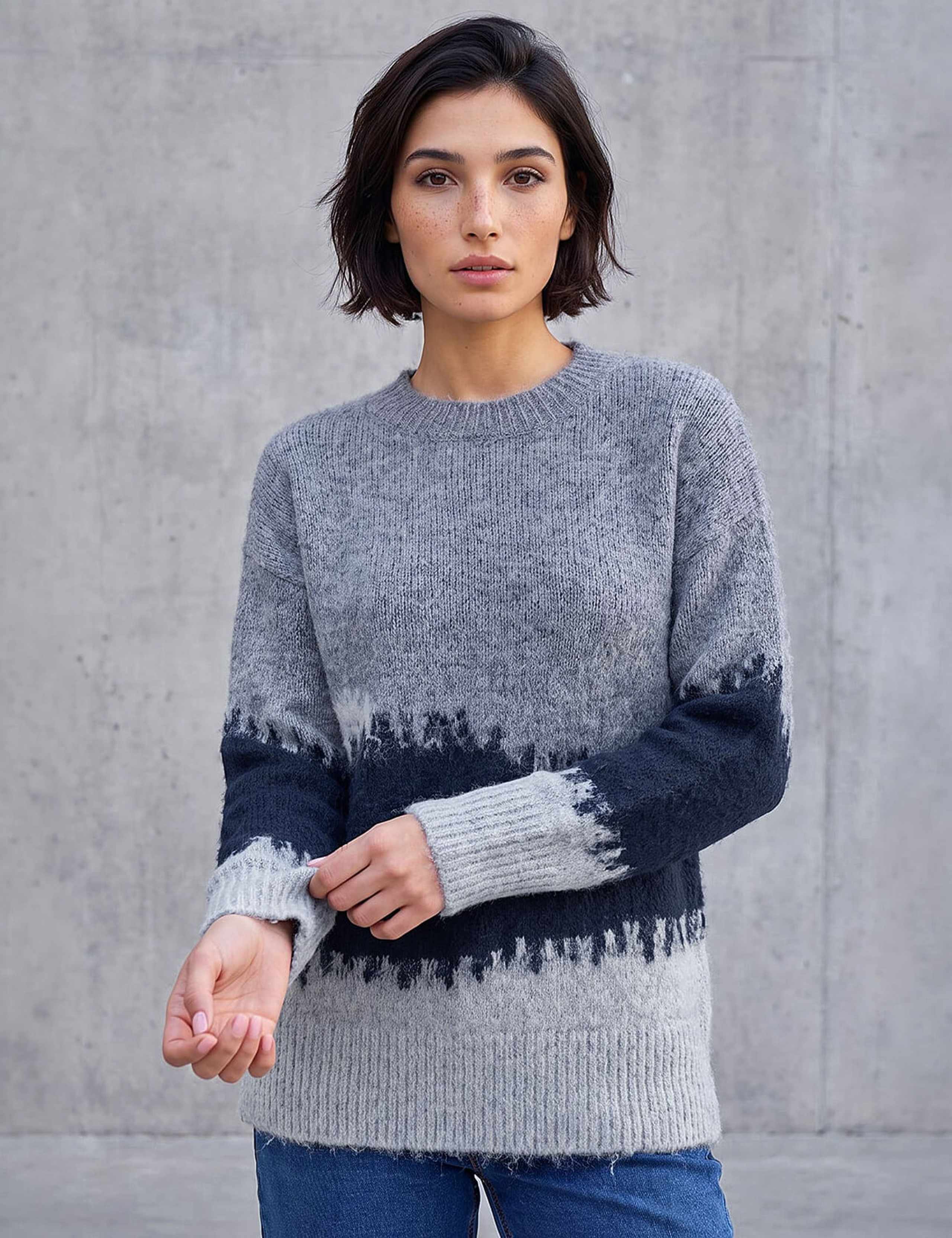 Petite Abstract Colour Block Jumper