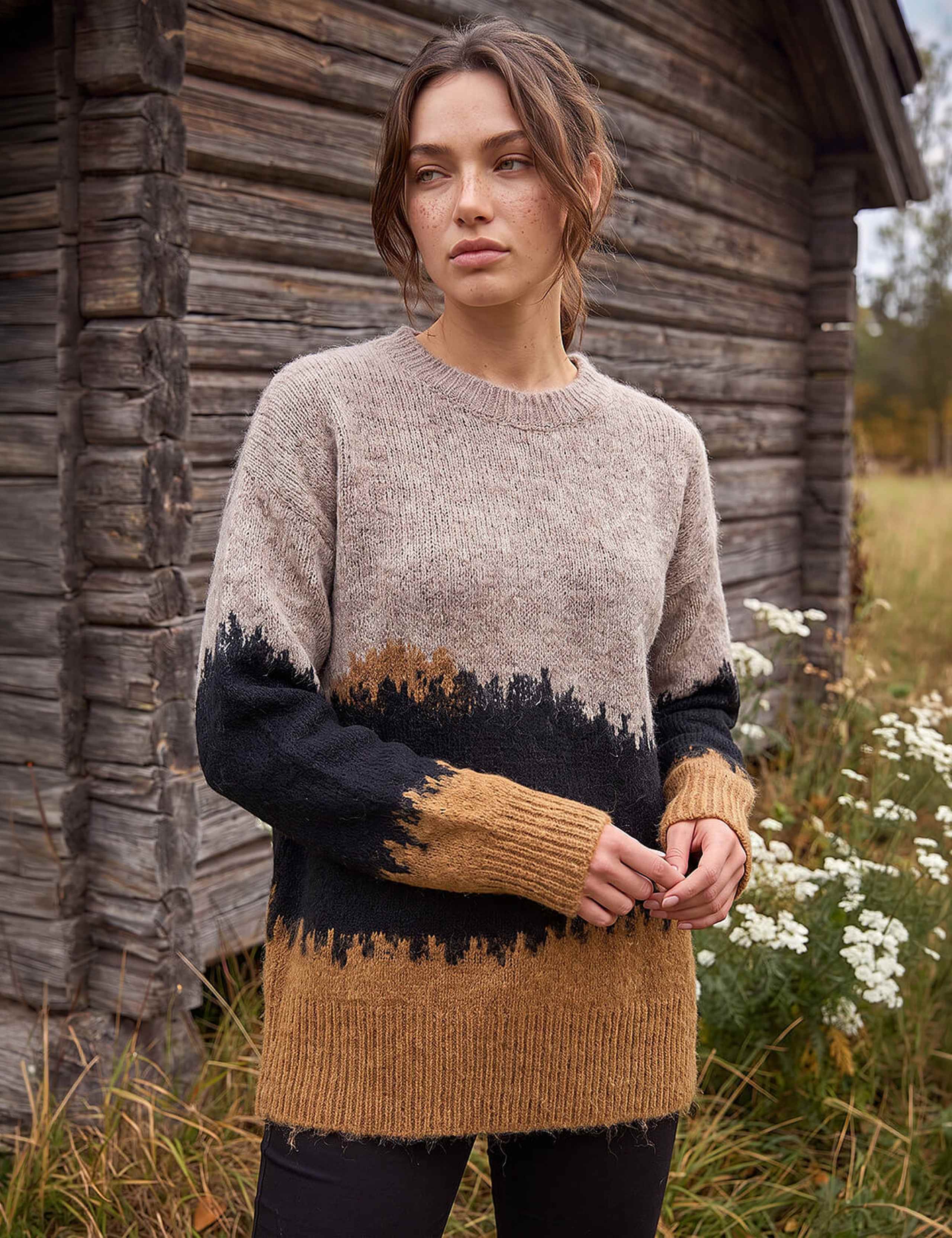 Petite Abstract Colour Block Jumper