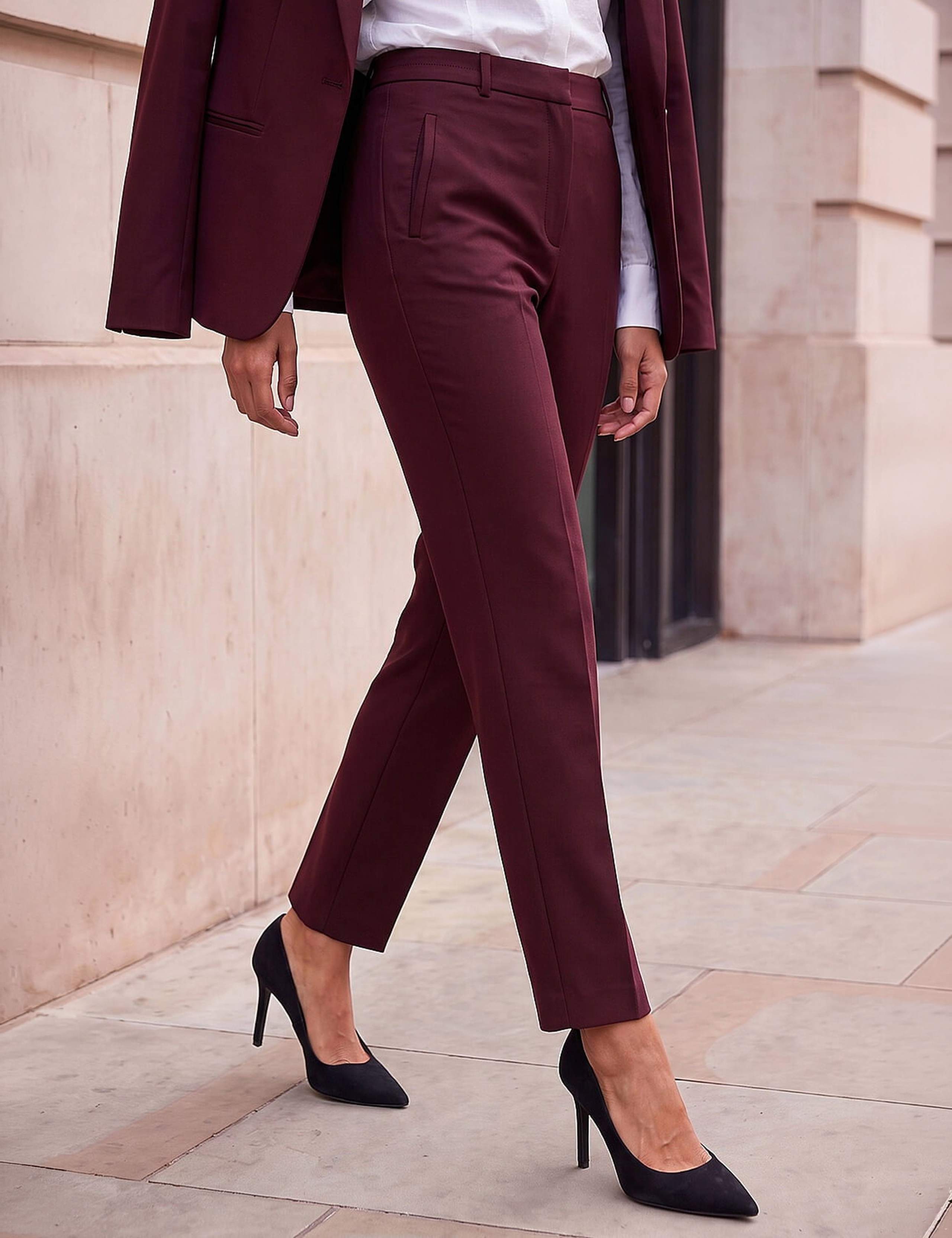 Straight Leg Ankle Grazer Trousers with Stretch