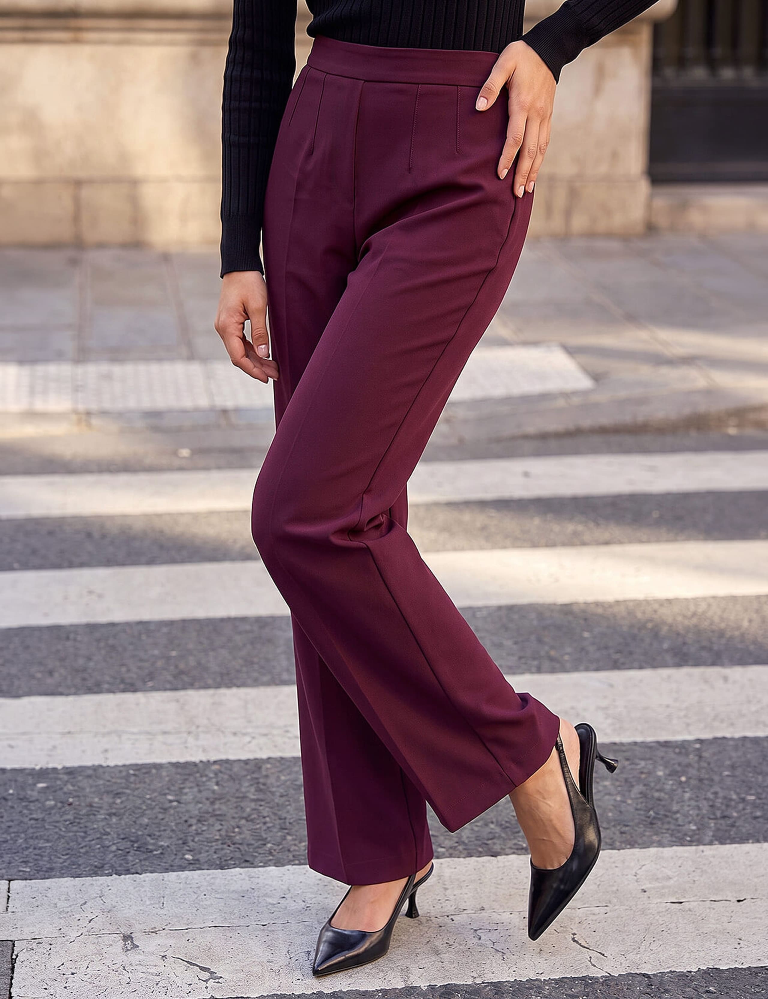Petite Jersey Straight Leg Trousers