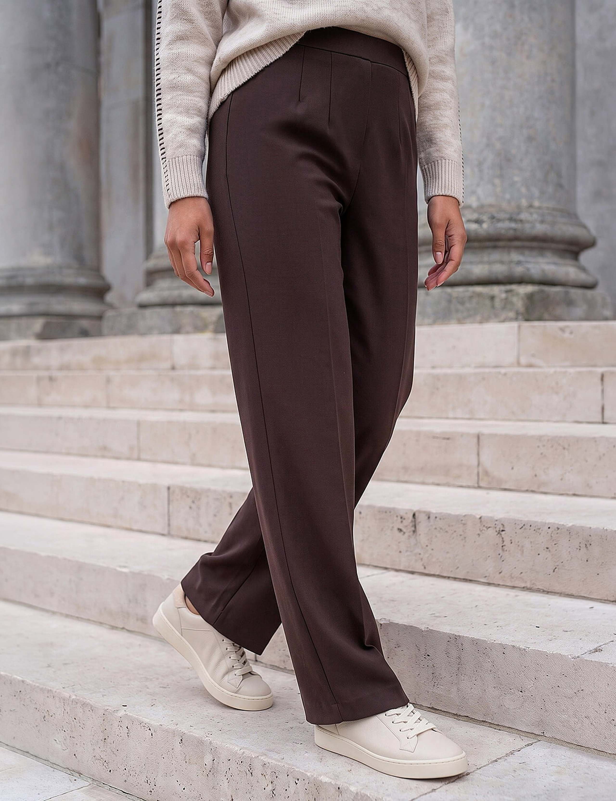 Petite Jersey Straight Leg Trousers
