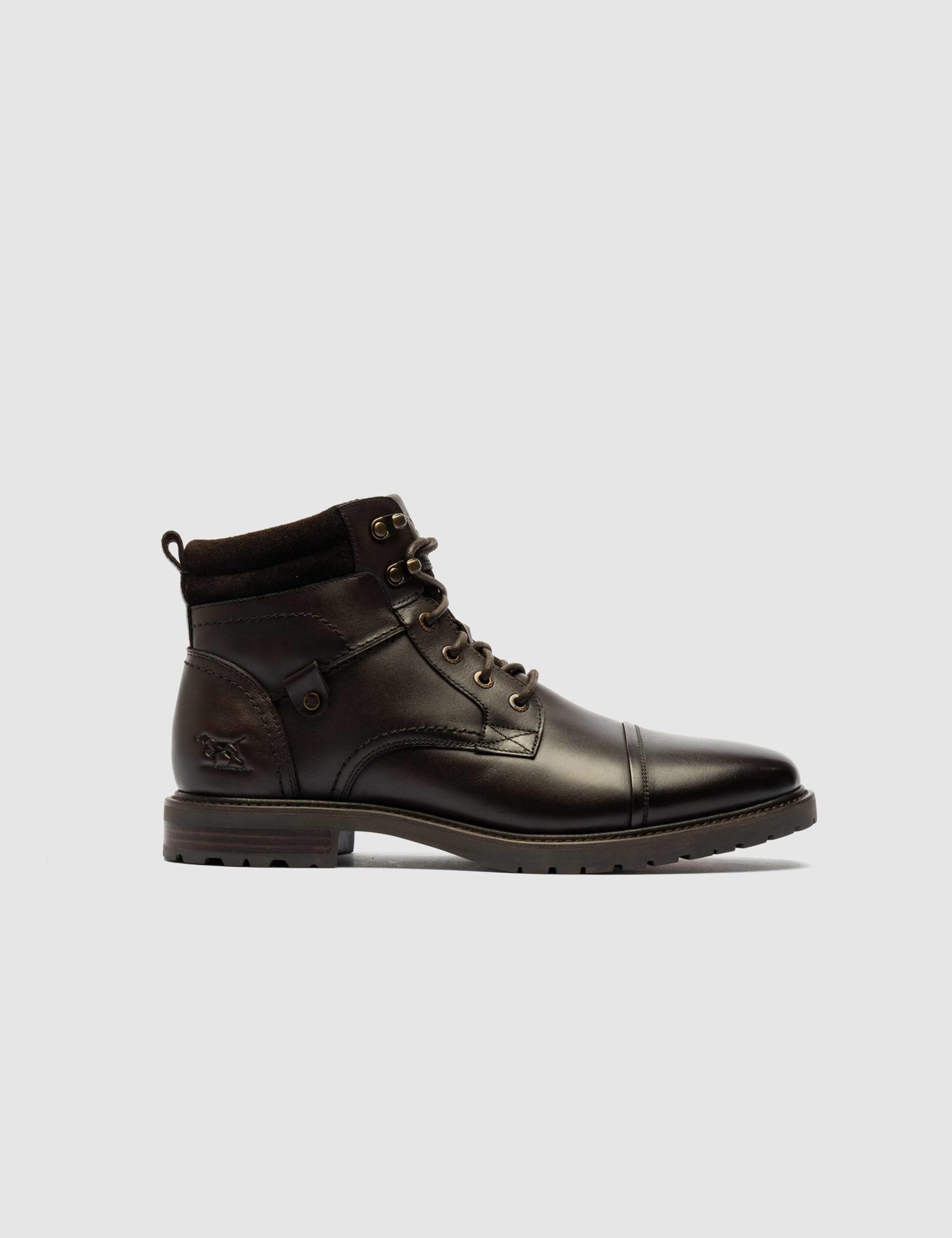 Leather Lace Up Military Boots
