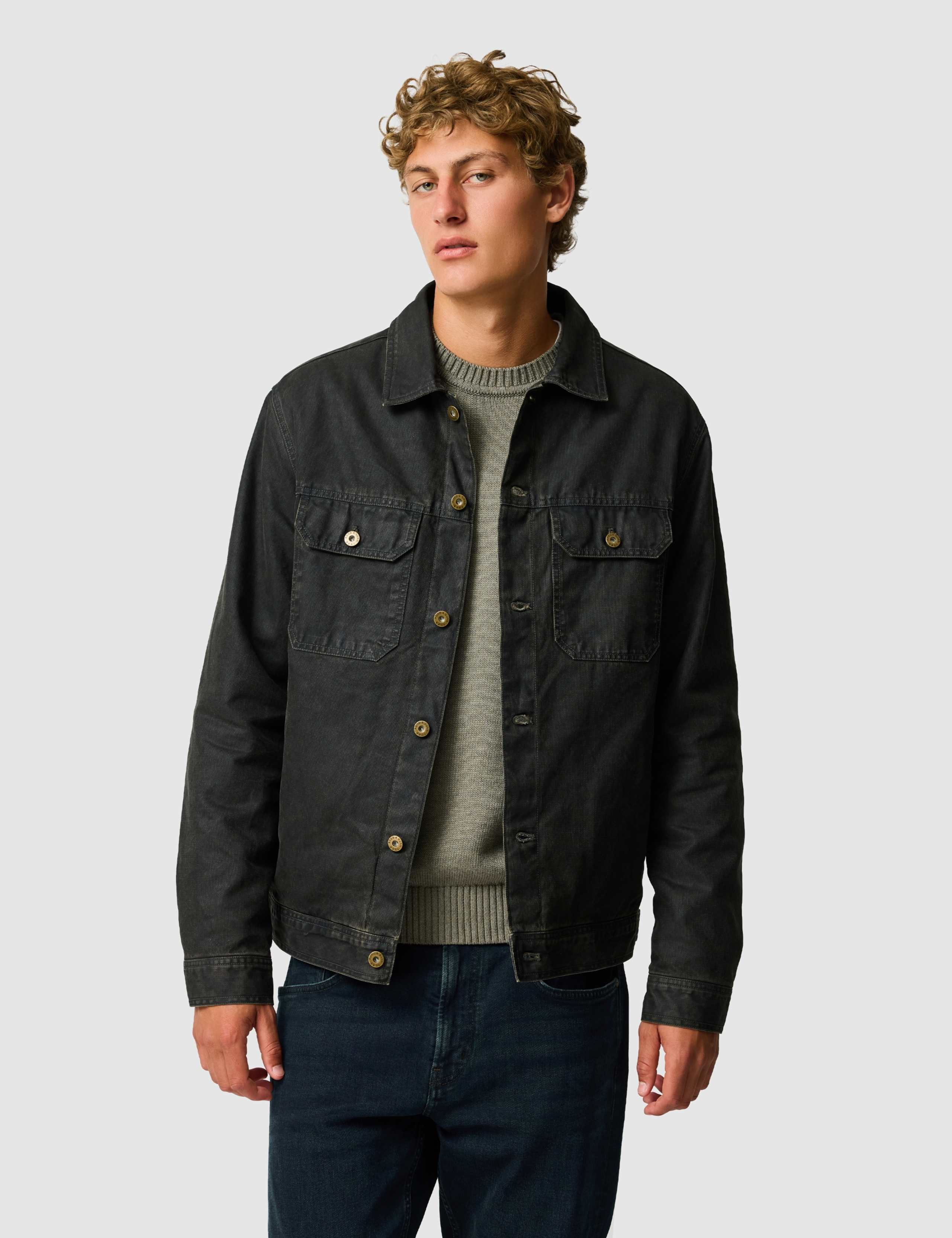 Pure Cotton Textured Padded Trucker Jacket