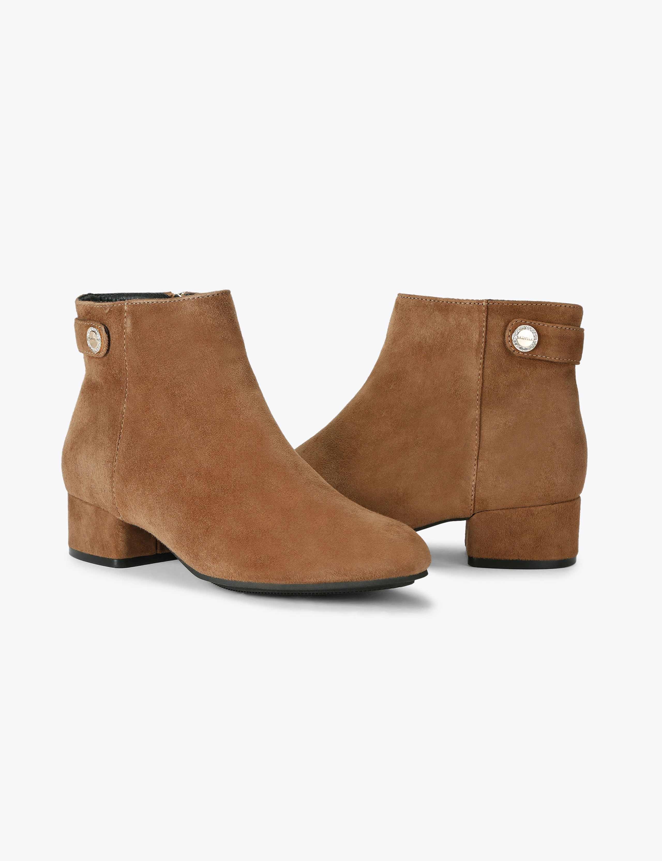Suede Block Heel Ankle Boots