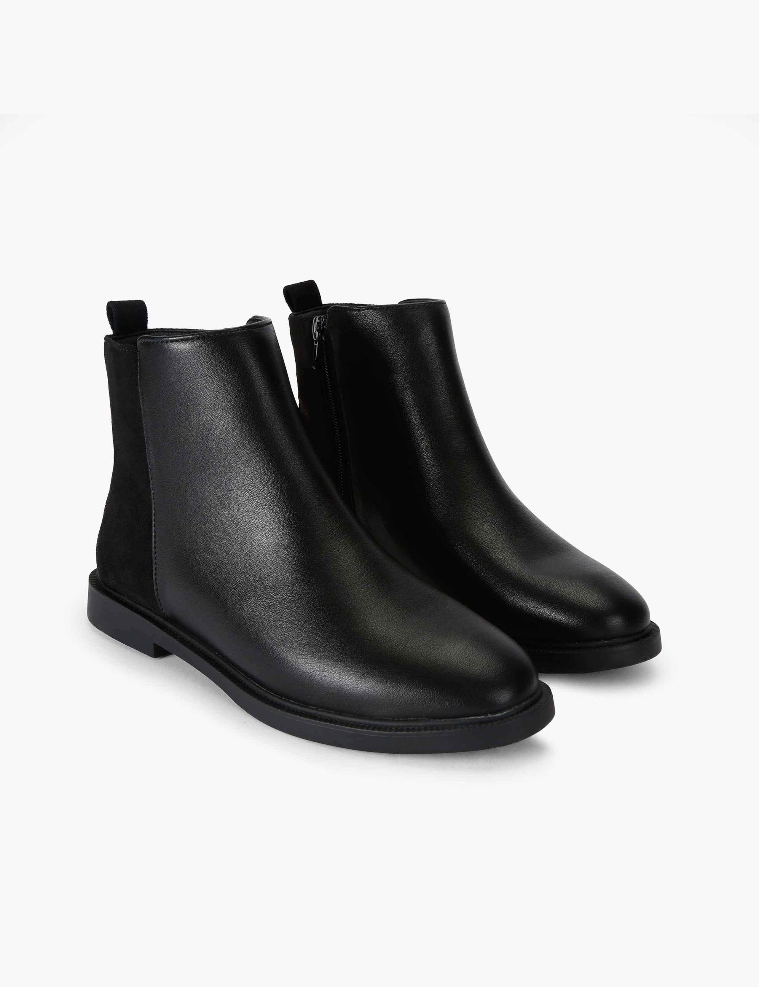Flat Round Toe Ankle Boots