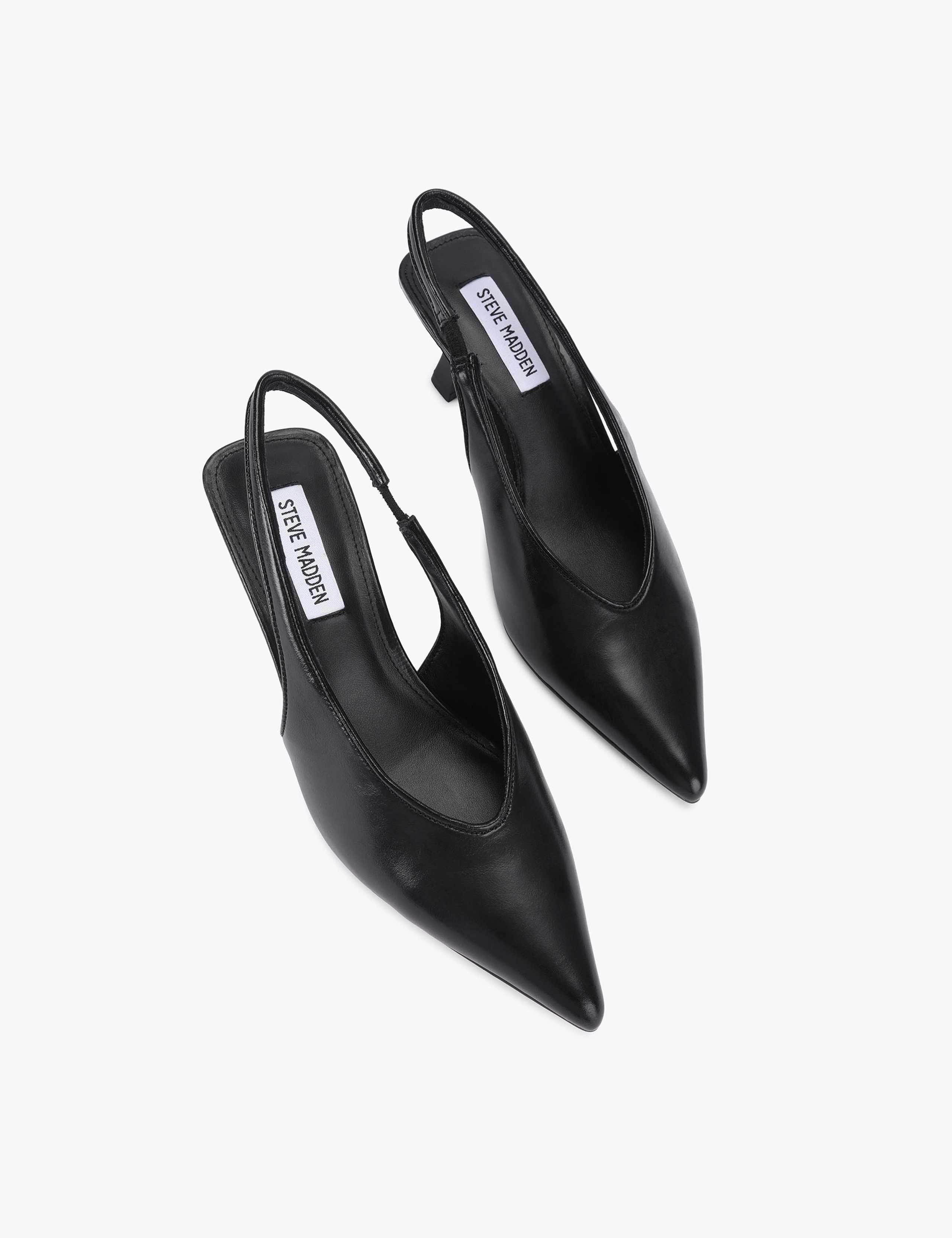 Leather Kitten Heel Slingback Shoes
