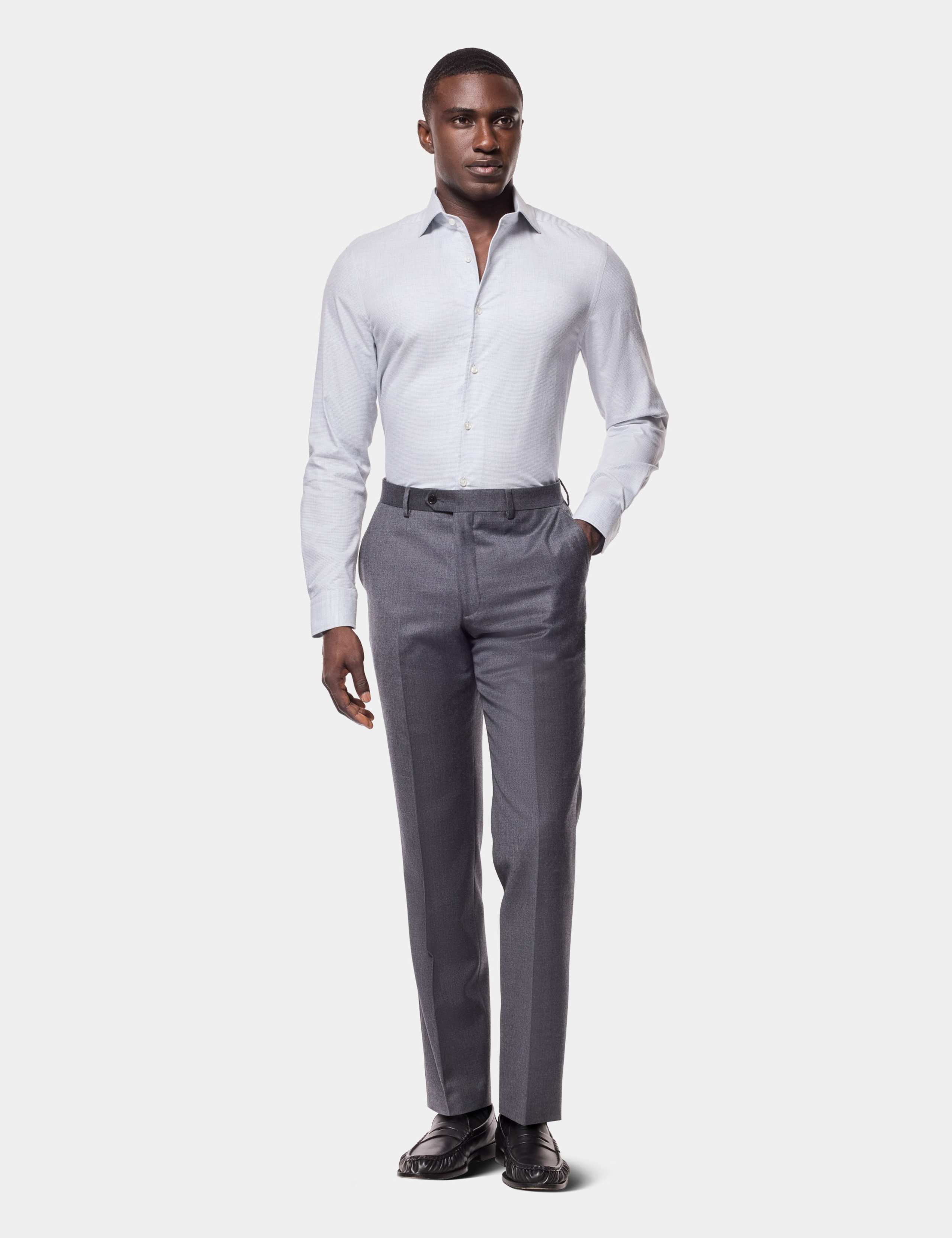 Slim Fit Cutaway Collar Flannel Shirt
