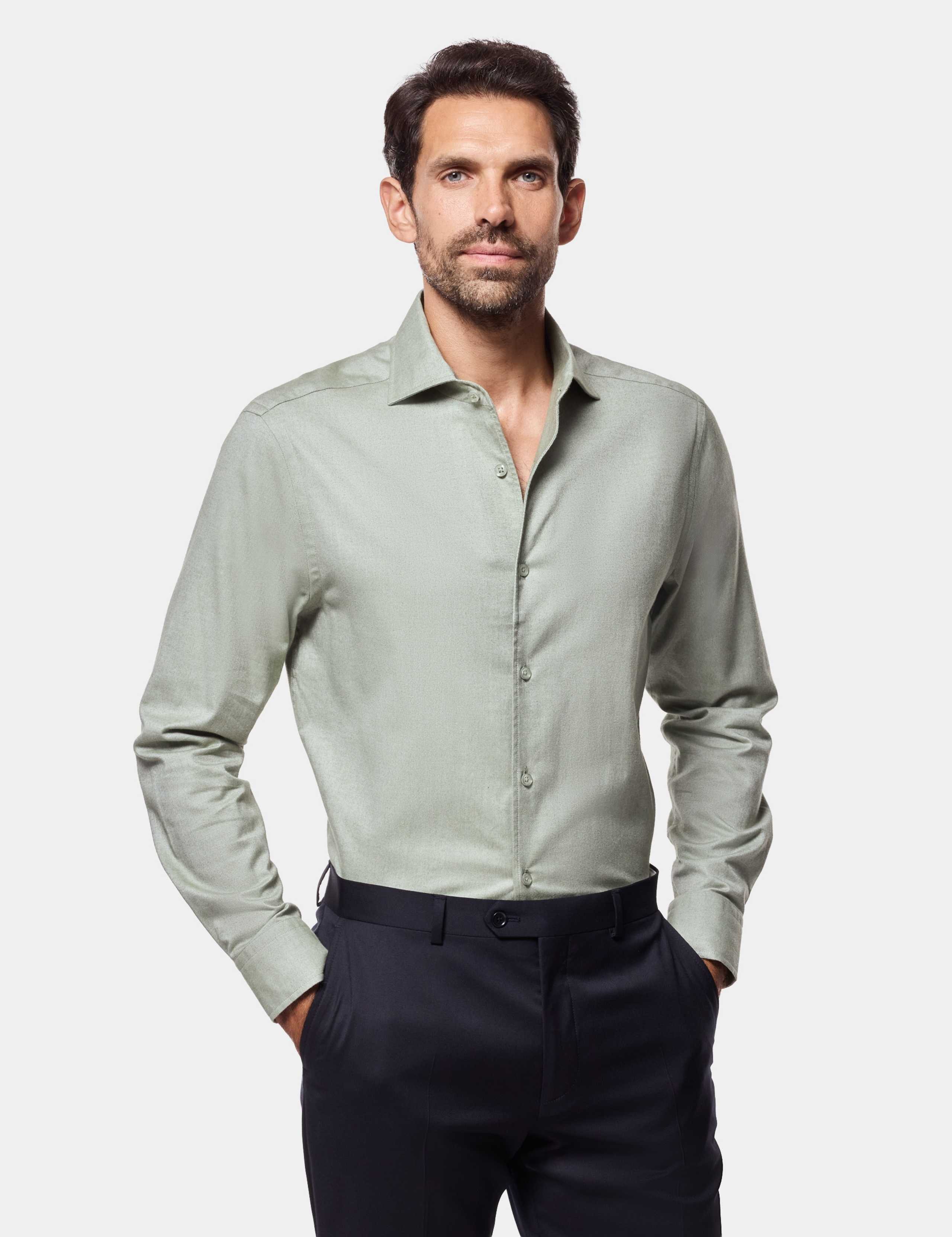 Slim Fit Brushed Cotton Twill Shirt