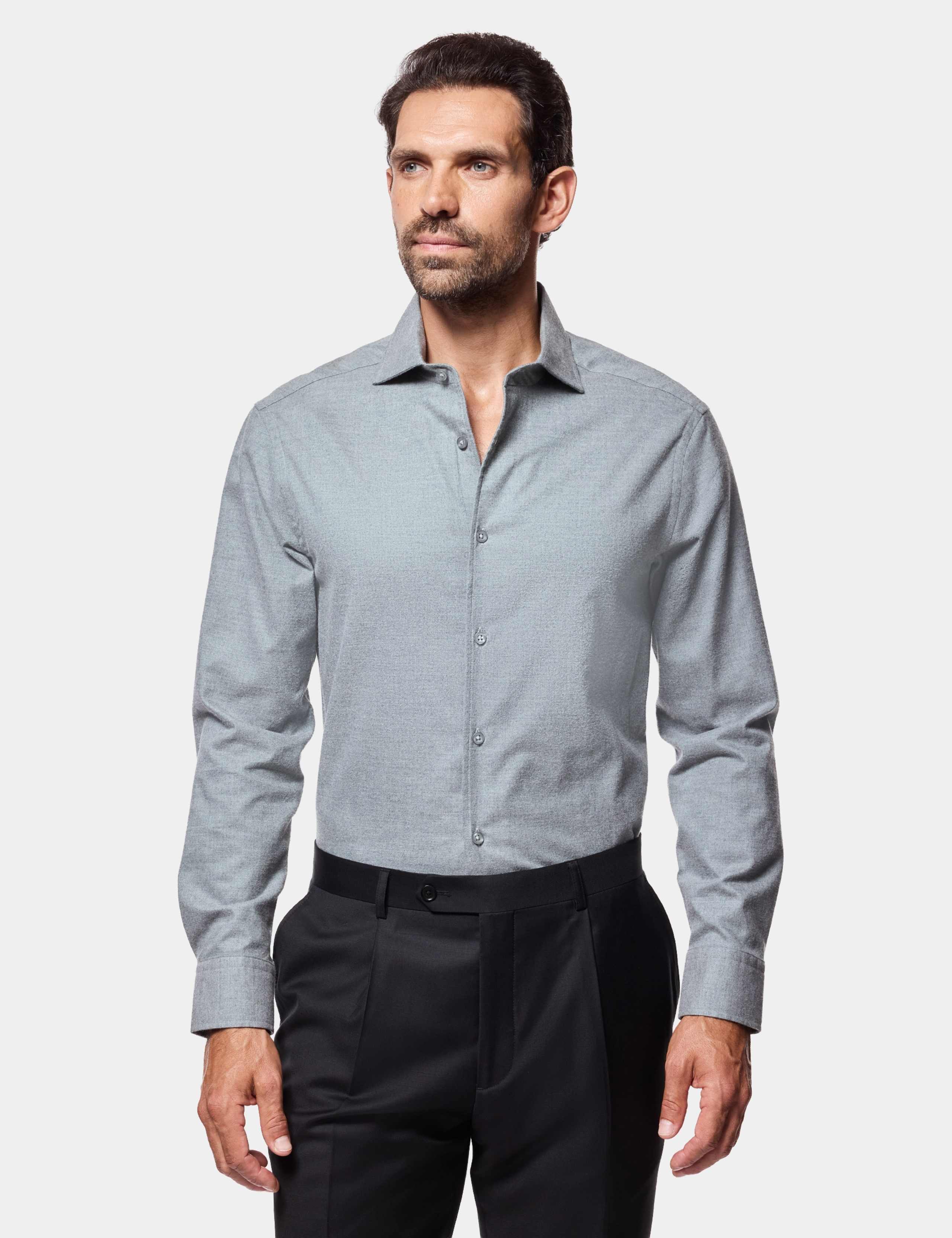 Slim Fit Brushed Cotton Twill Shirt
