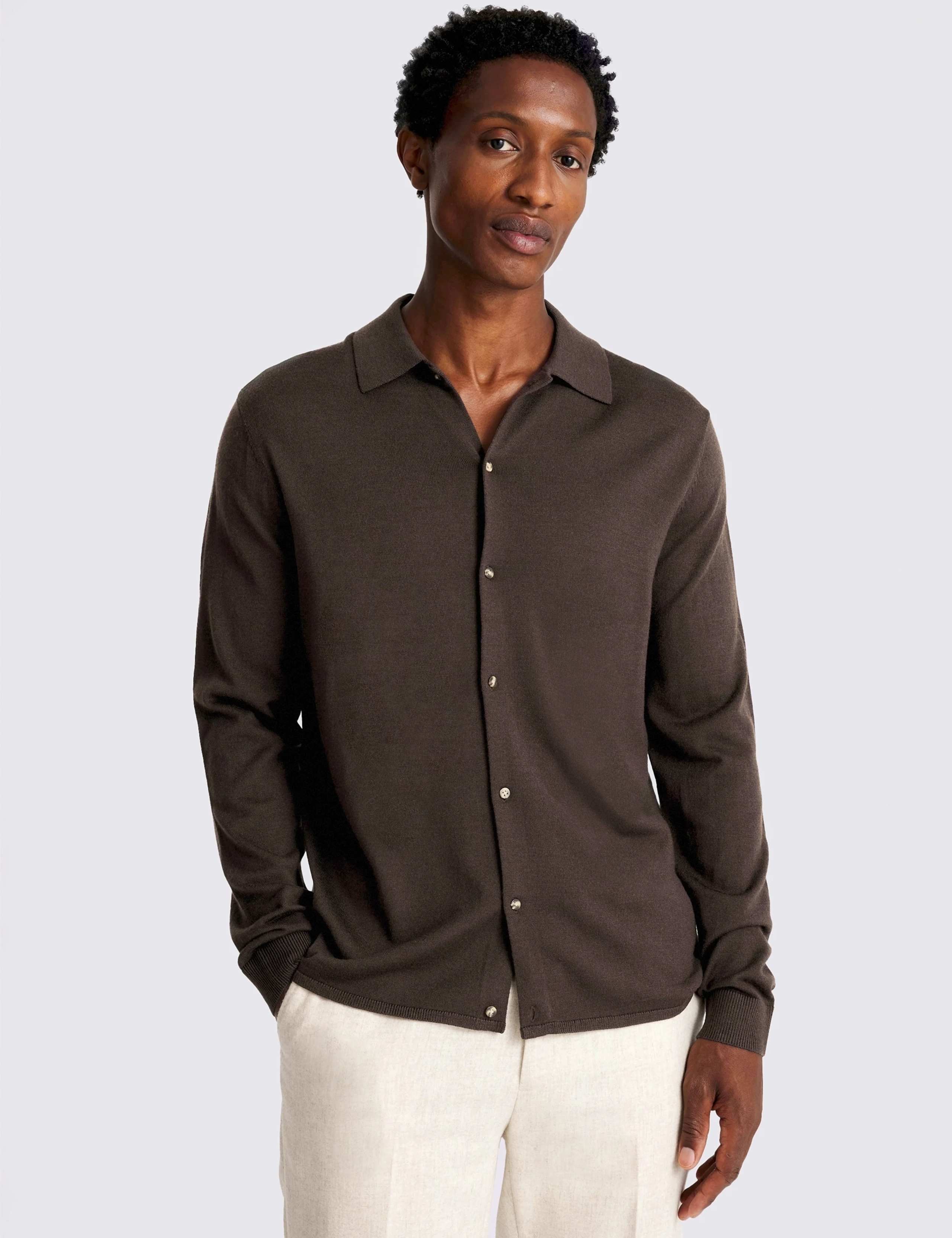 Knitted Shirt with Merino Wool