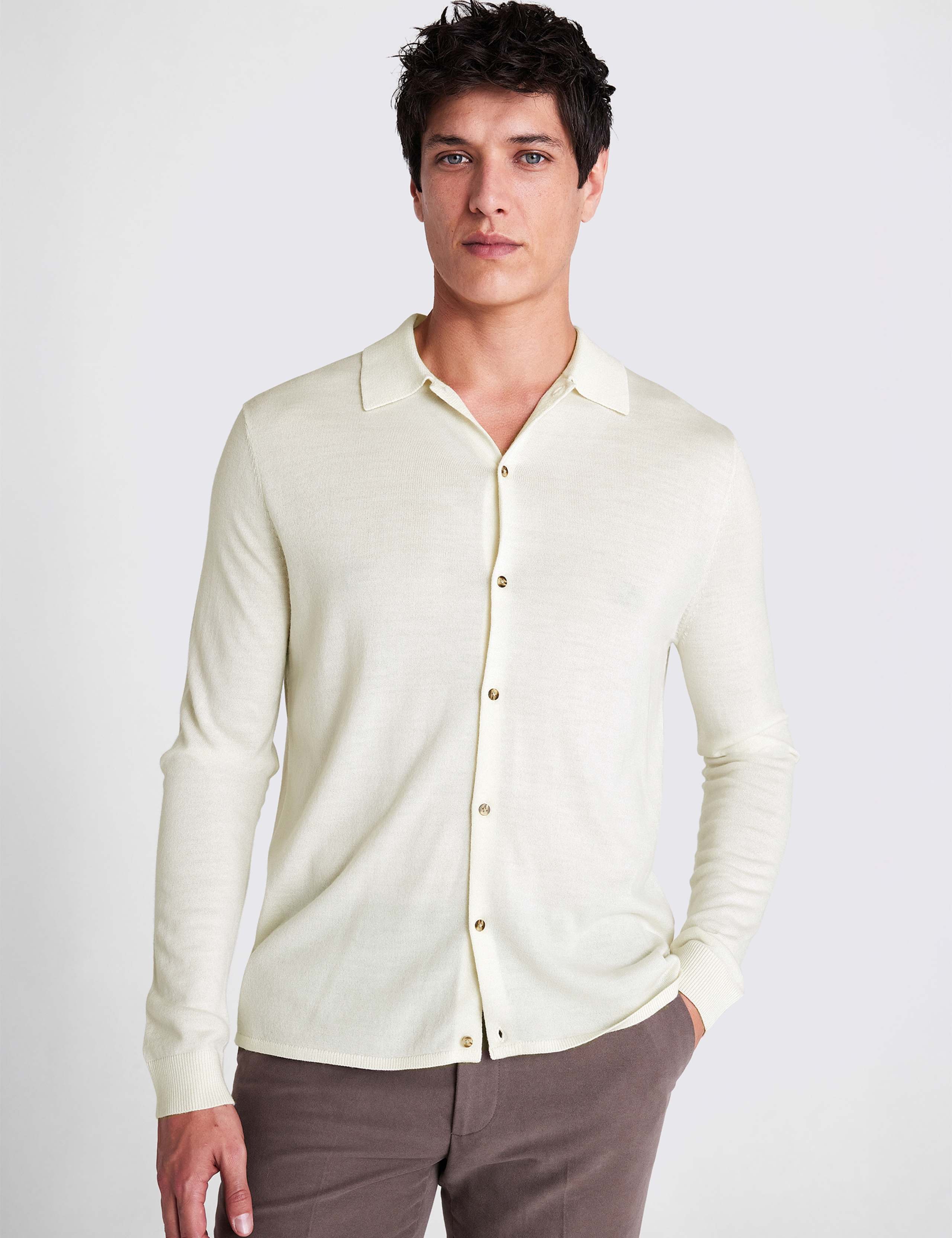 Knitted Shirt with Merino Wool
