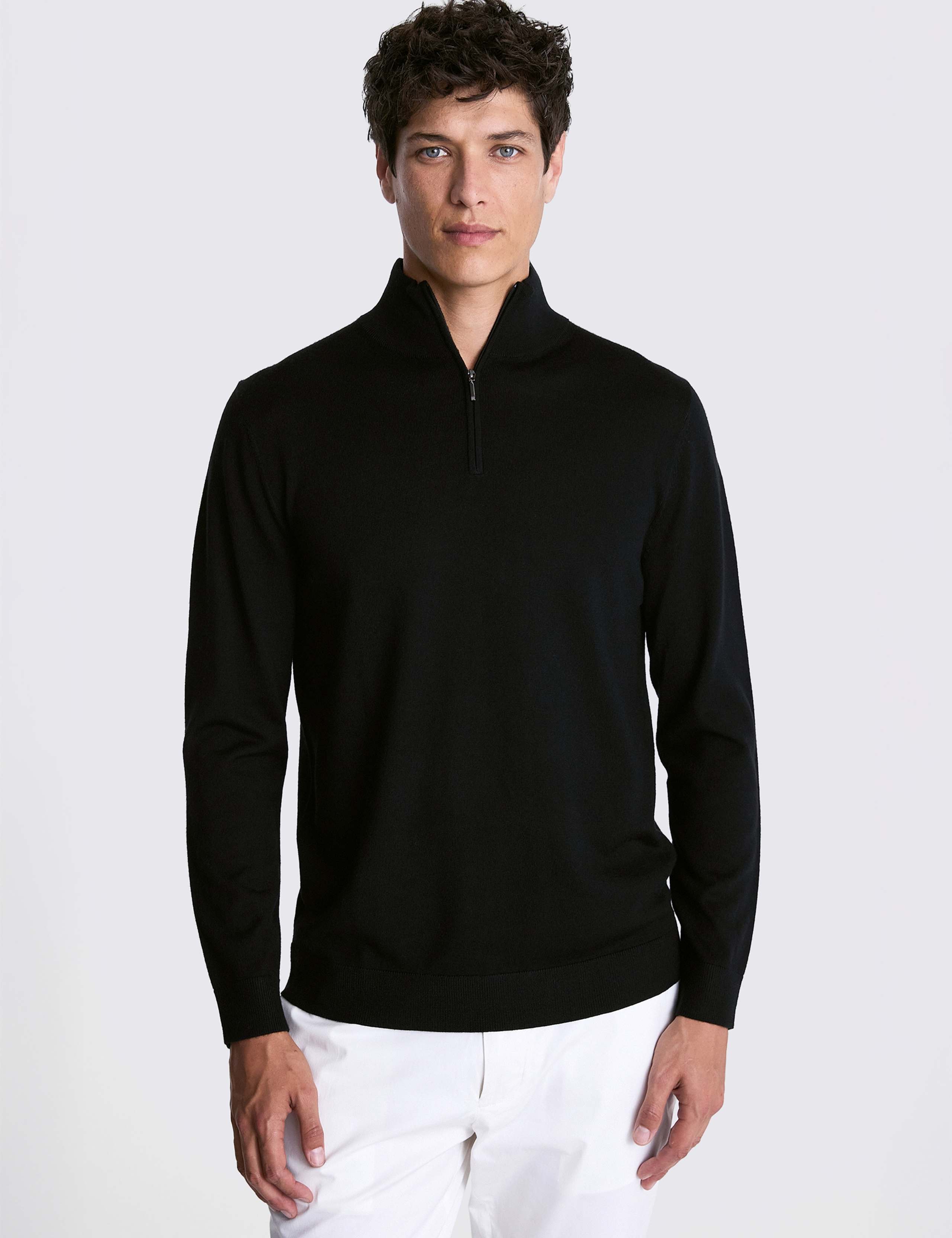 Merino Wool Rich Funnel Neck Zip Jumper