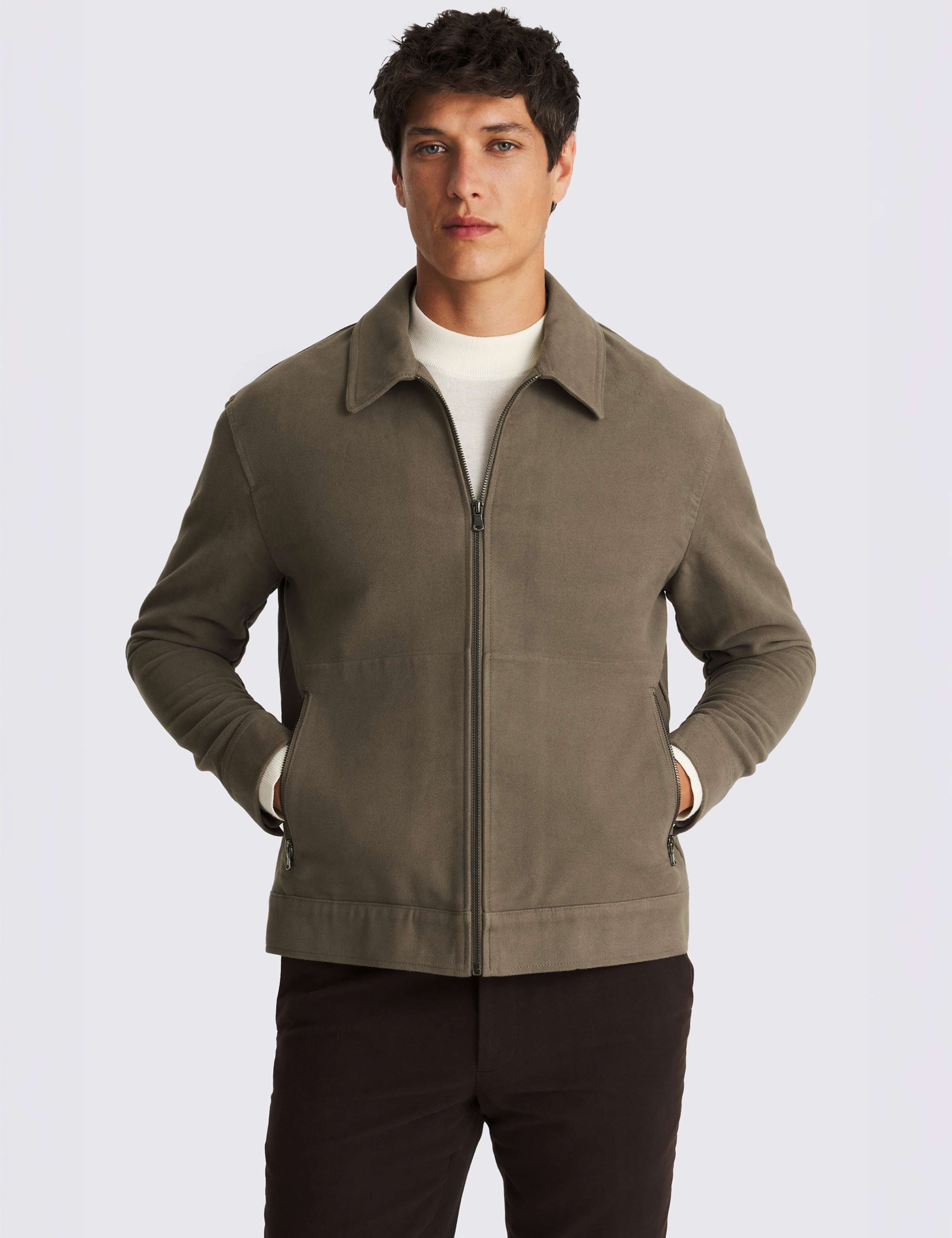 Regular Fit Cotton Zip Up Jacket