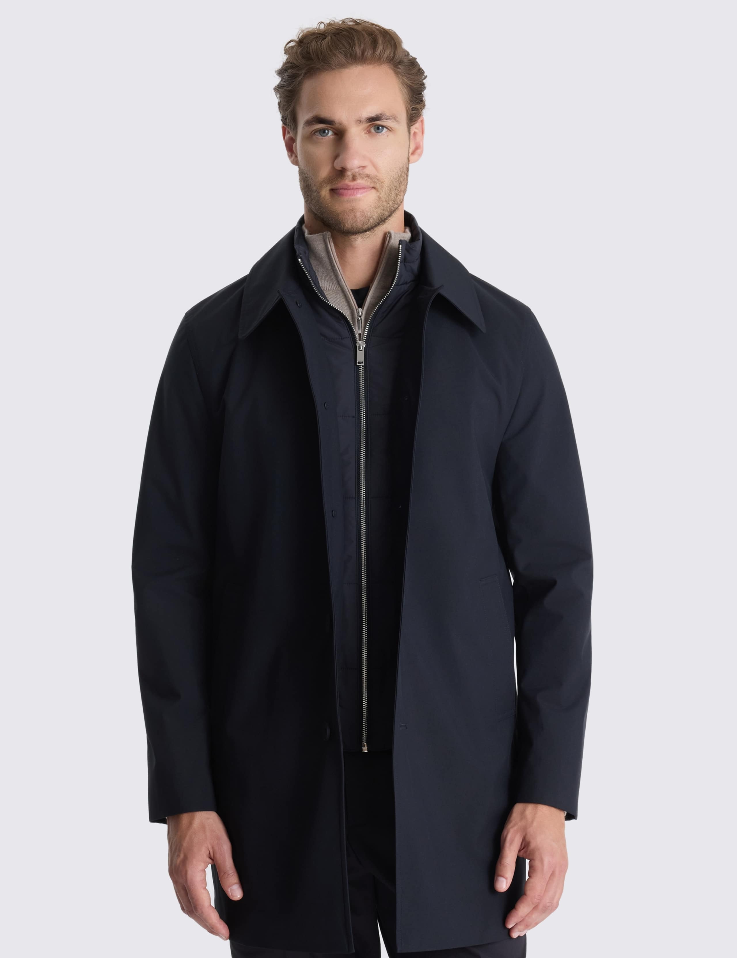 Lightly Padded Raincoat with Insert