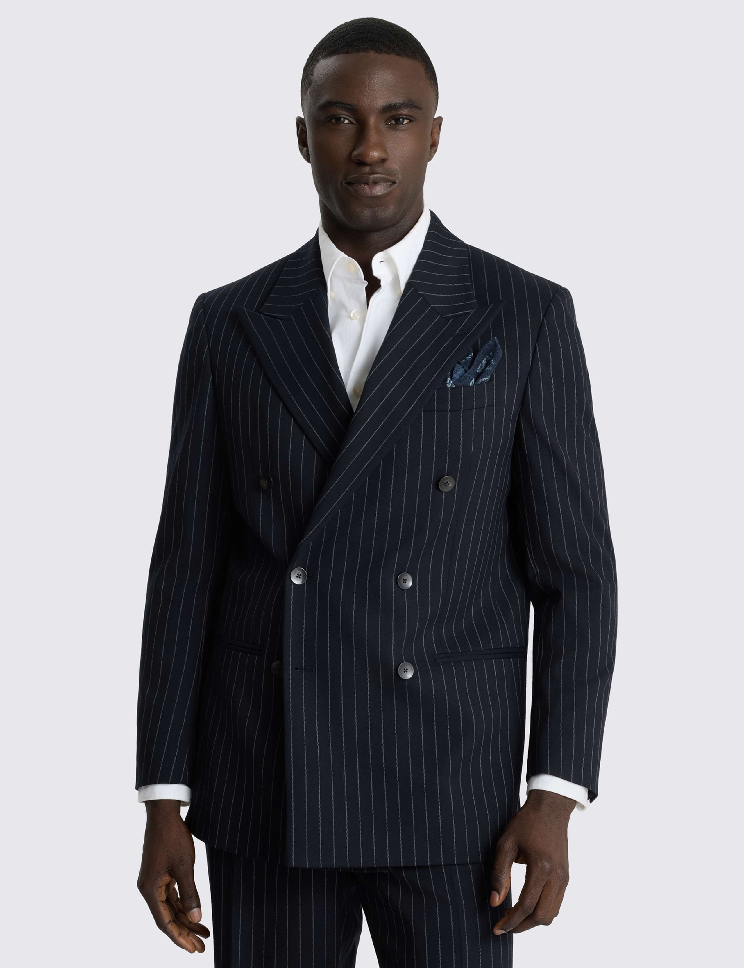Relaxed Fit Striped Suit Jacket